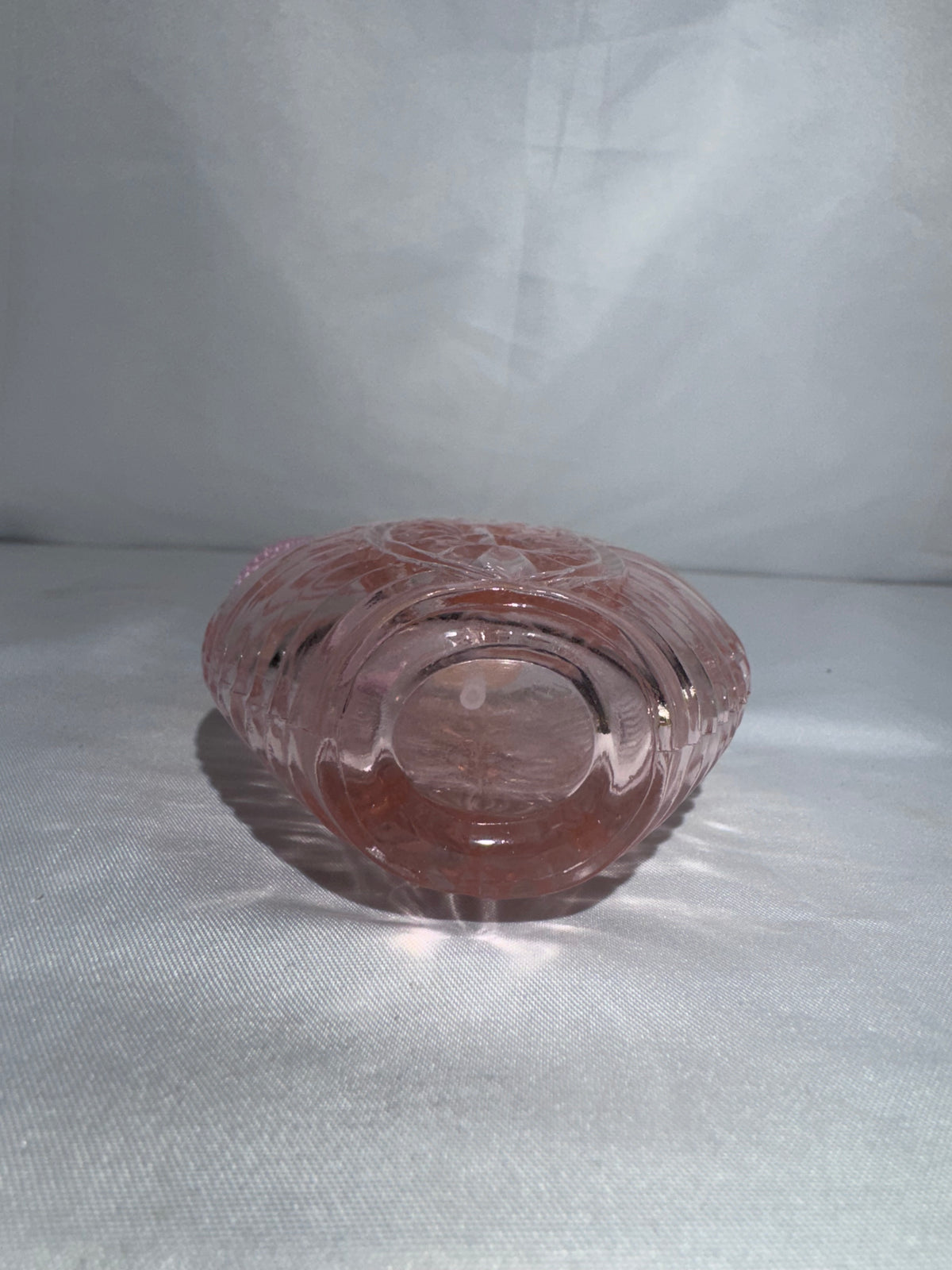 Vintage Pink Glass Perfume Atomizer Bottle Ribbed Faceted Design Gold Tone Sprayer