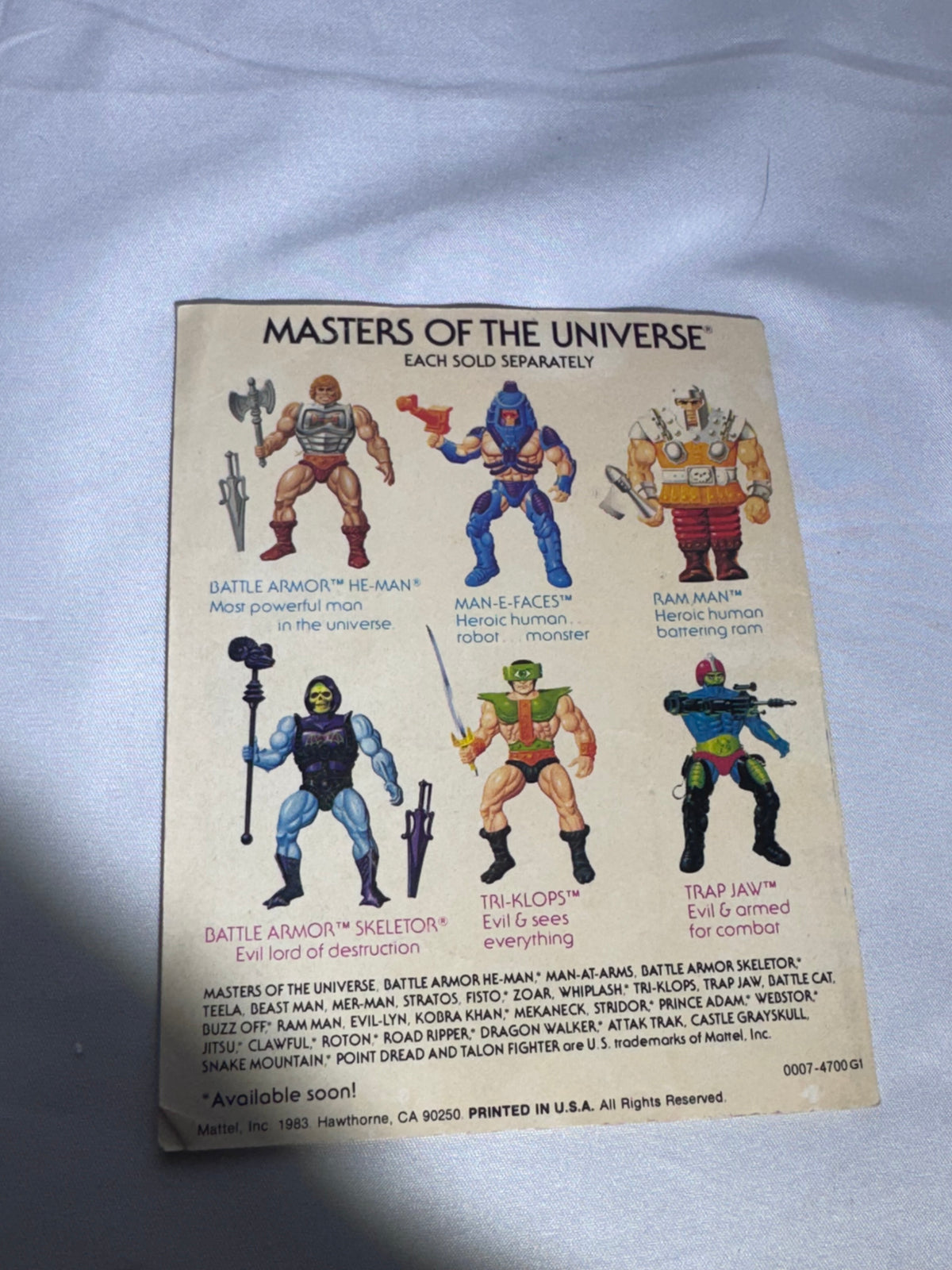 Vintage 1983 Mattel Masters of the Universe Battle Armor He-Man with Masks of Power Mini-Comic