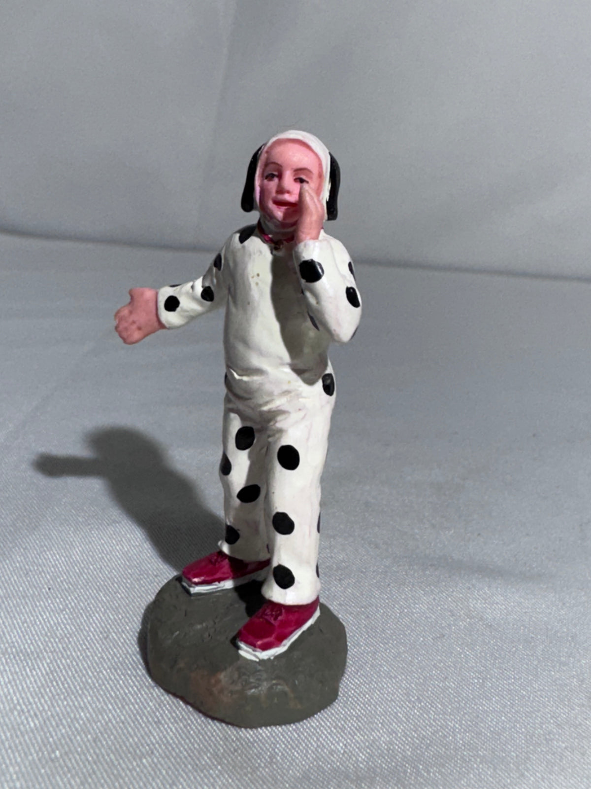 Halloween Village Figurine – Child in Dalmatian Dog Costume – Hand-Painted Miniature
