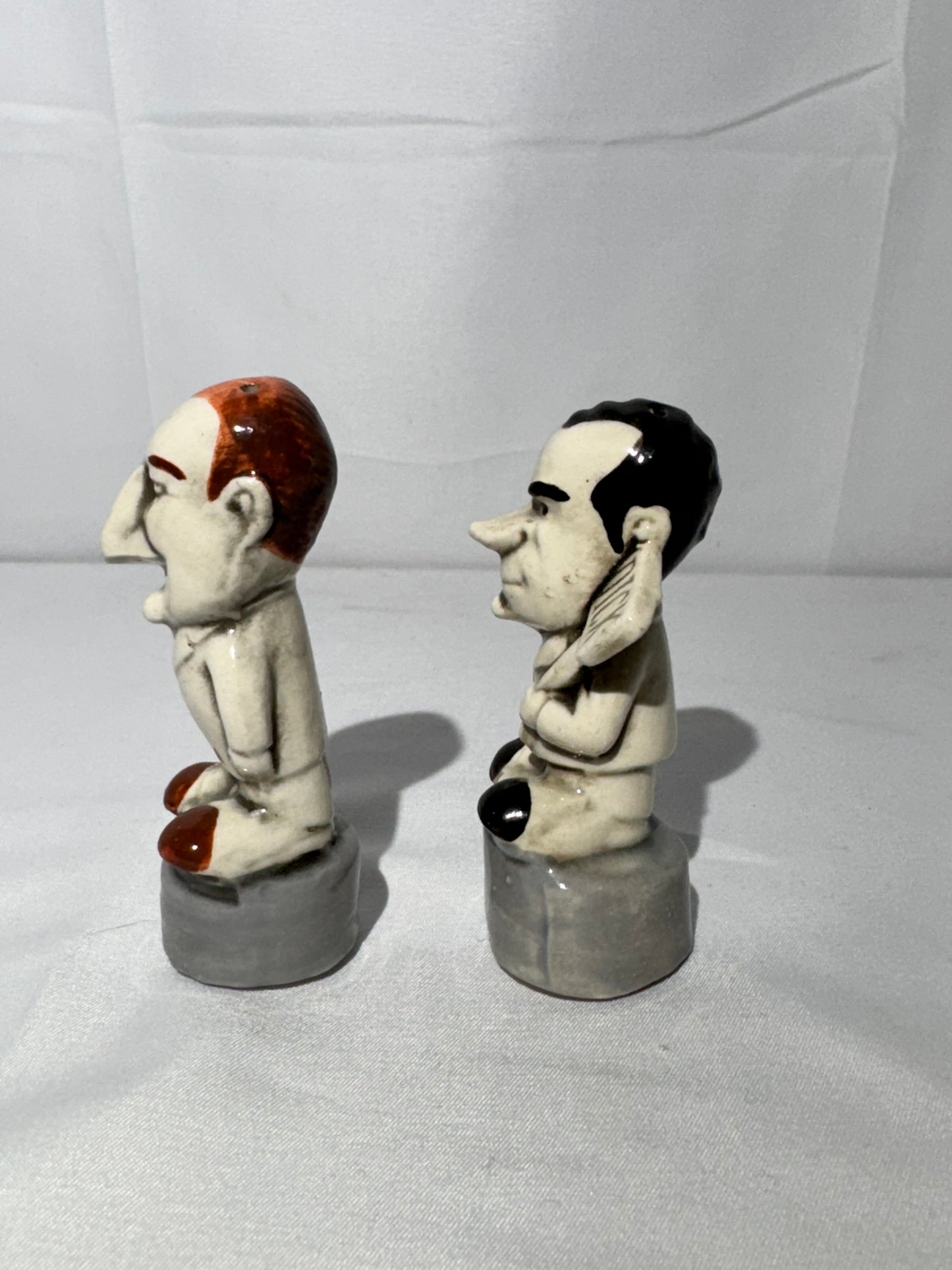 Vintage Lewis’s Psycho Ceramics Salt & Pepper Shakers – Richard Nixon & Spiro Agnew – 1960s – Rare Political Collectible