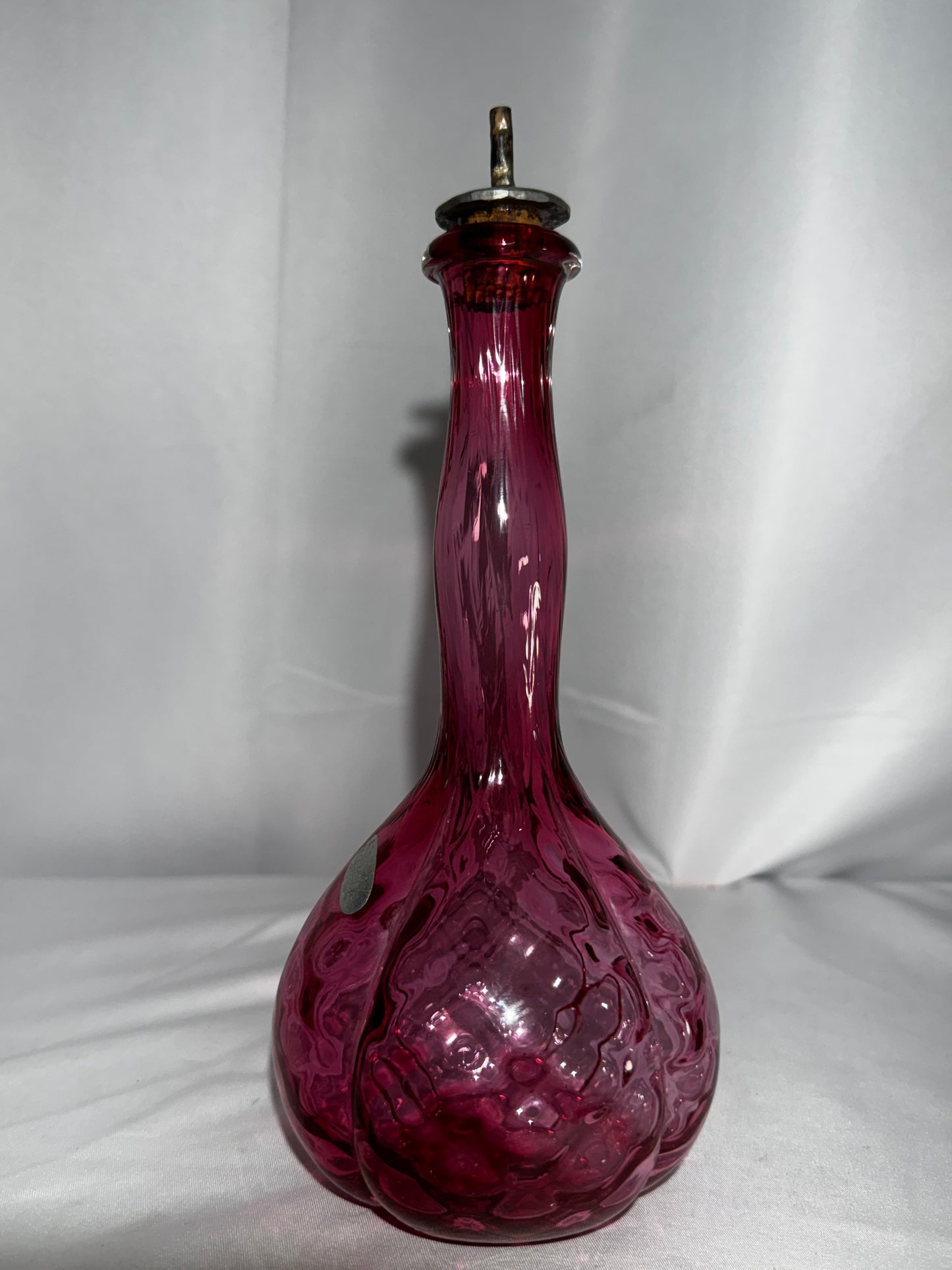 Vintage Fenton Cranberry Glass Barber Bottle – Quilted Pattern Bitters Style Decanter