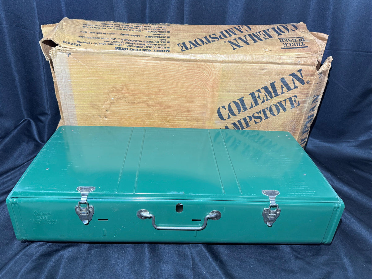 Vintage Coleman Model 426E 3-Burner Liquid-Fuel Camp Stove 1983 with Original Box
