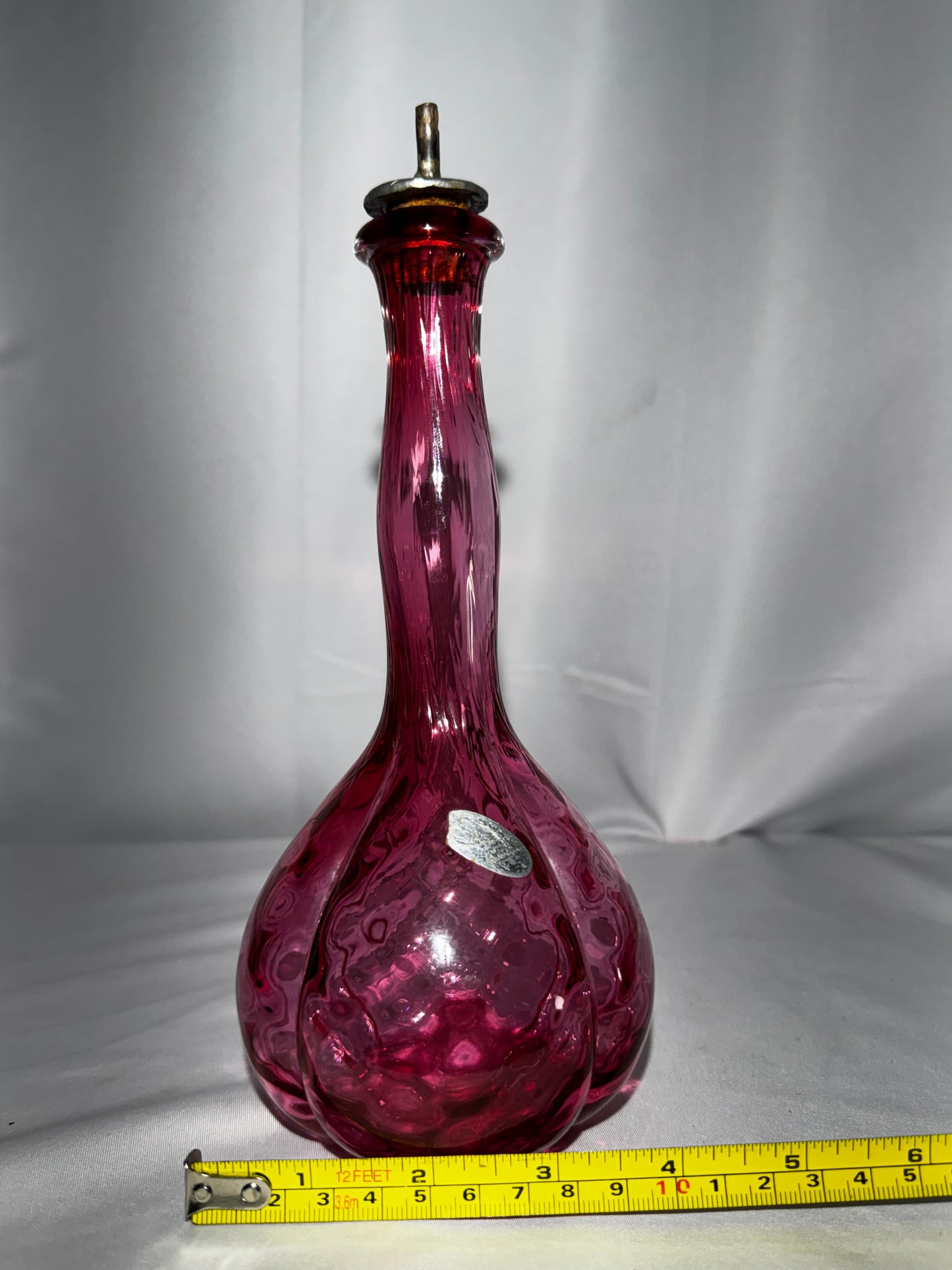 Vintage Fenton Cranberry Glass Barber Bottle – Quilted Pattern Bitters Style Decanter