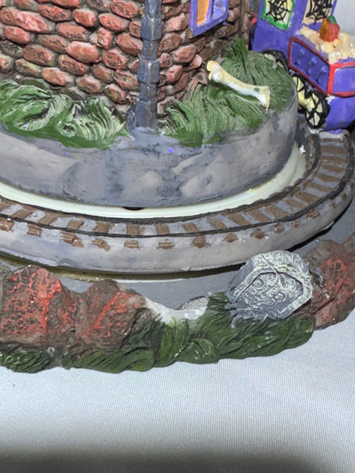 Halloween Village Haunted Castle with Moving Train Track – Lighted Display