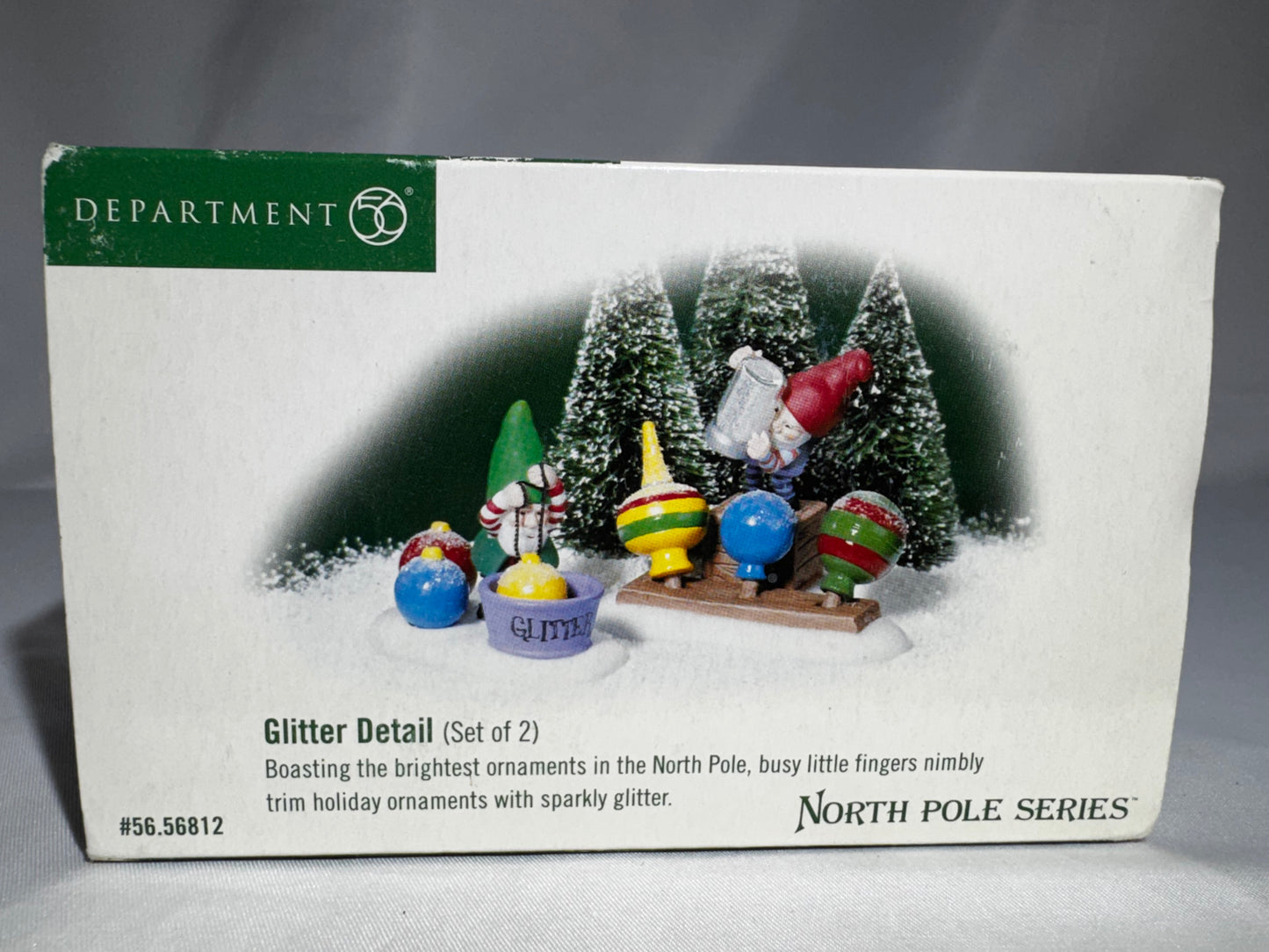 Department 56 North Pole Village Glitter Detail #56.56812 Retired Accessory Set w/ Box Repaired