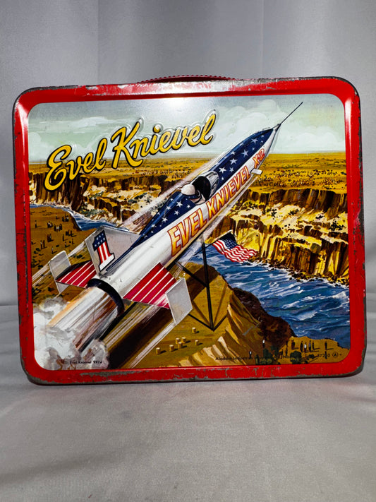 Vintage 1974 Evel Knievel Metal Lunchbox & Thermos Aladdin Rocket Stunt Scene