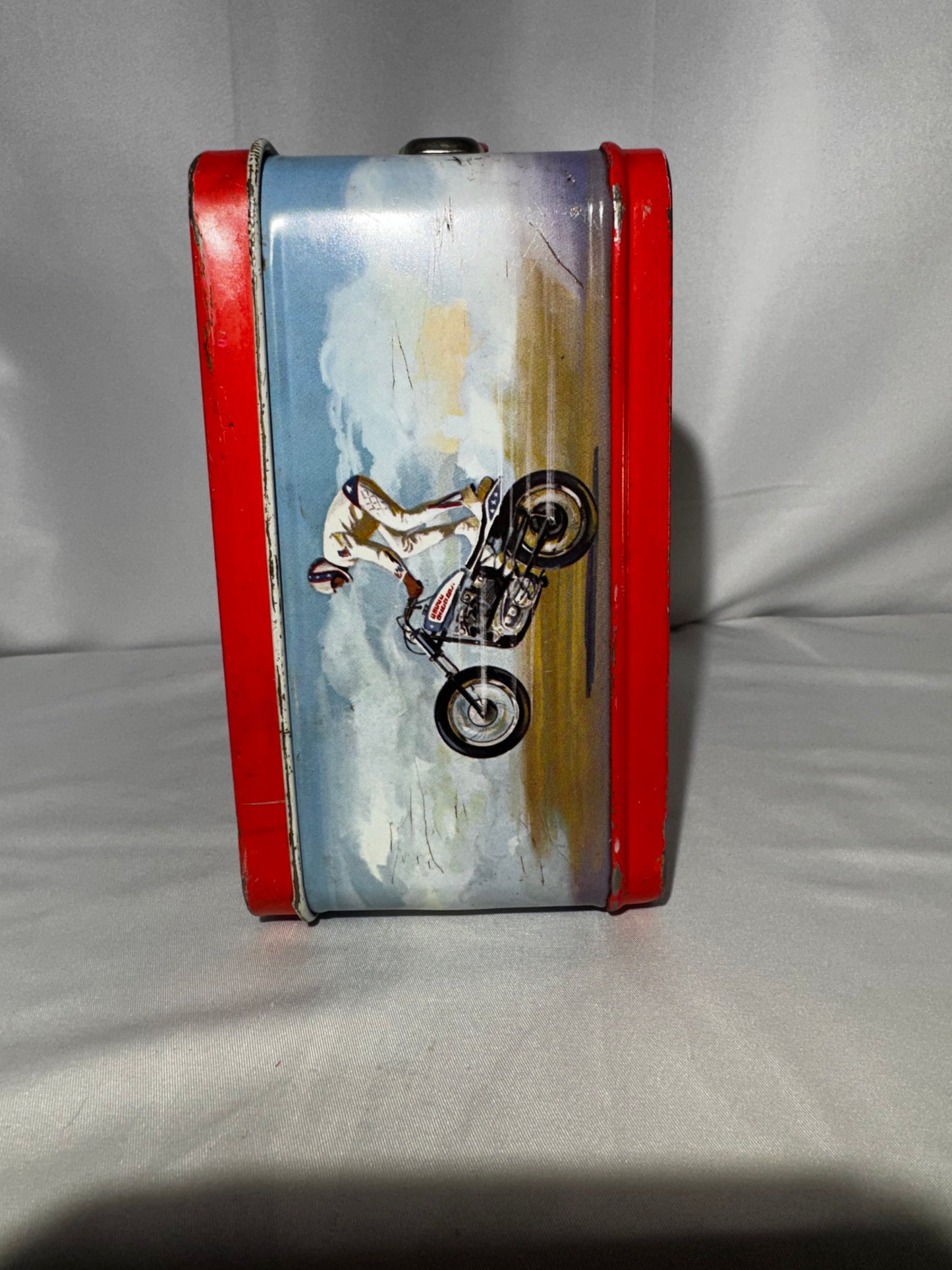 Vintage 1974 Evel Knievel Metal Lunchbox & Thermos Aladdin Rocket Stunt Scene