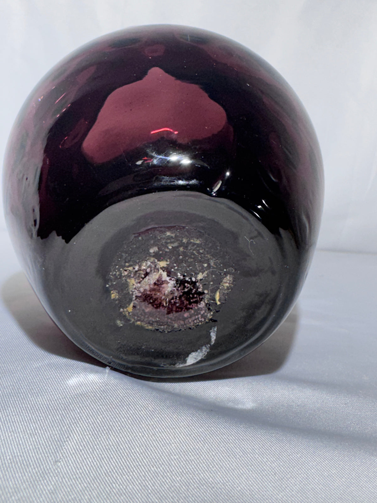 Vintage Hand-Blown Purple Amethyst Glass Coin Dot Small Pitcher / Creamer Ruffled Rim 1940’s-1950’s