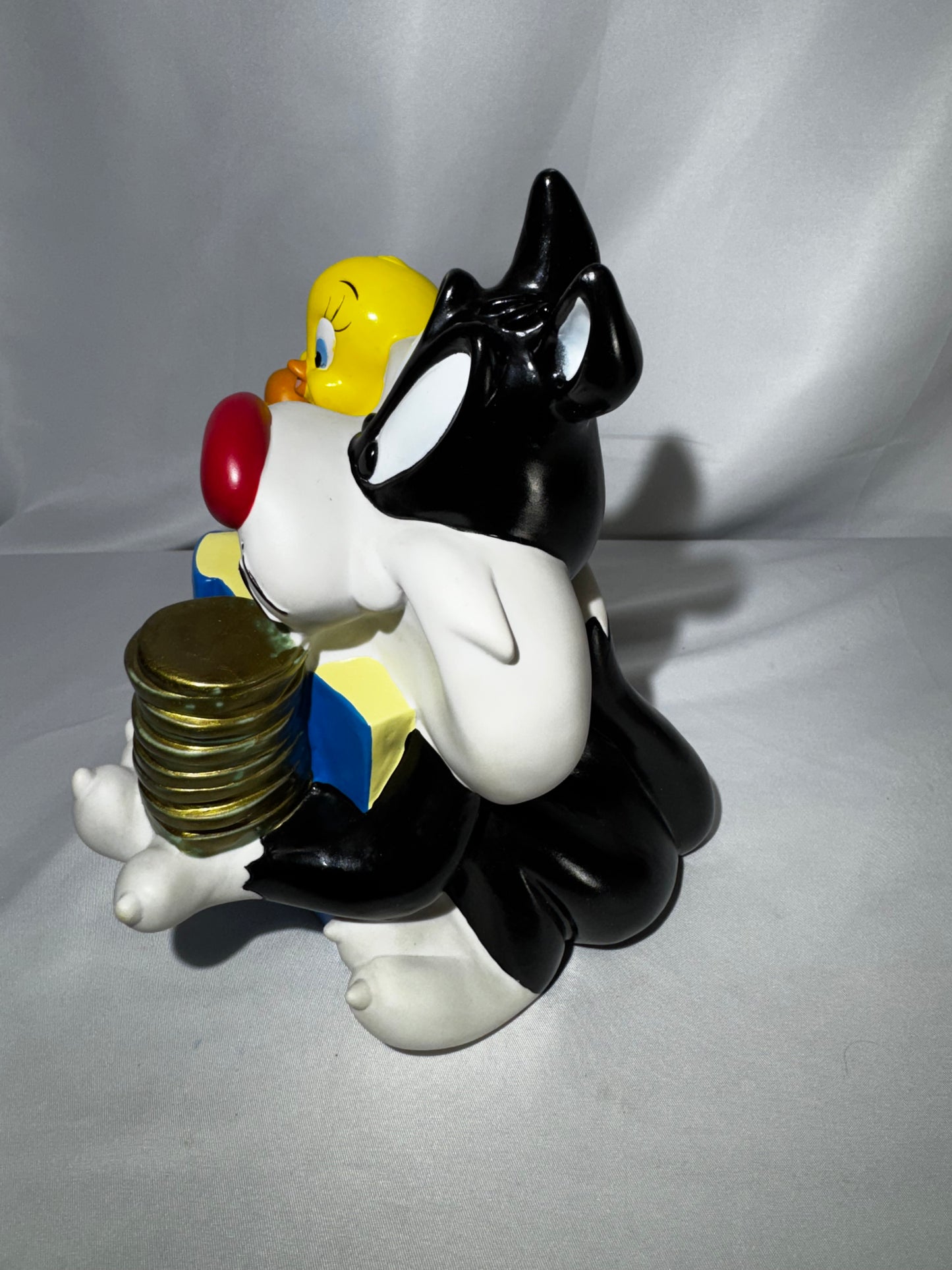 Vintage 1998 Warner Bros Looney Tunes Sylvester & Tweety Coin Bank Coin Collecting 8”