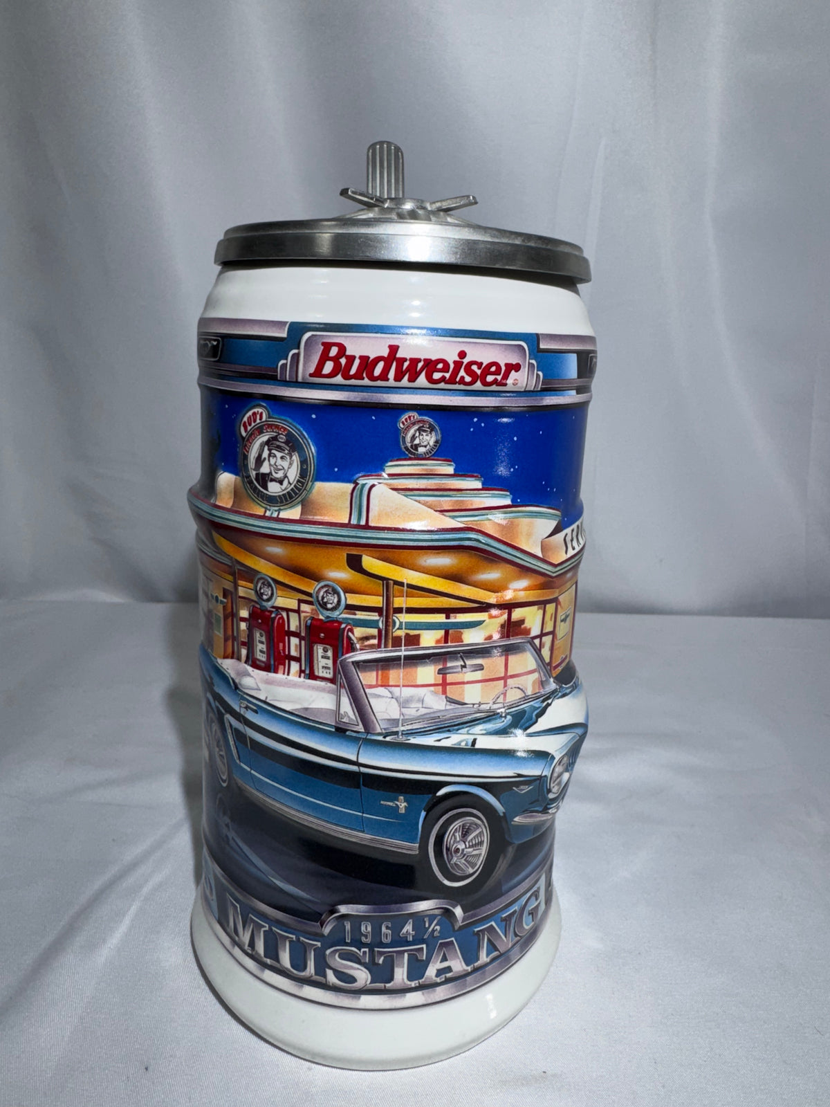 Budweiser 1964 1/2 Ford Mustang Convertible Beer Stein – Classic Car Series – 2000 – Box & COA
