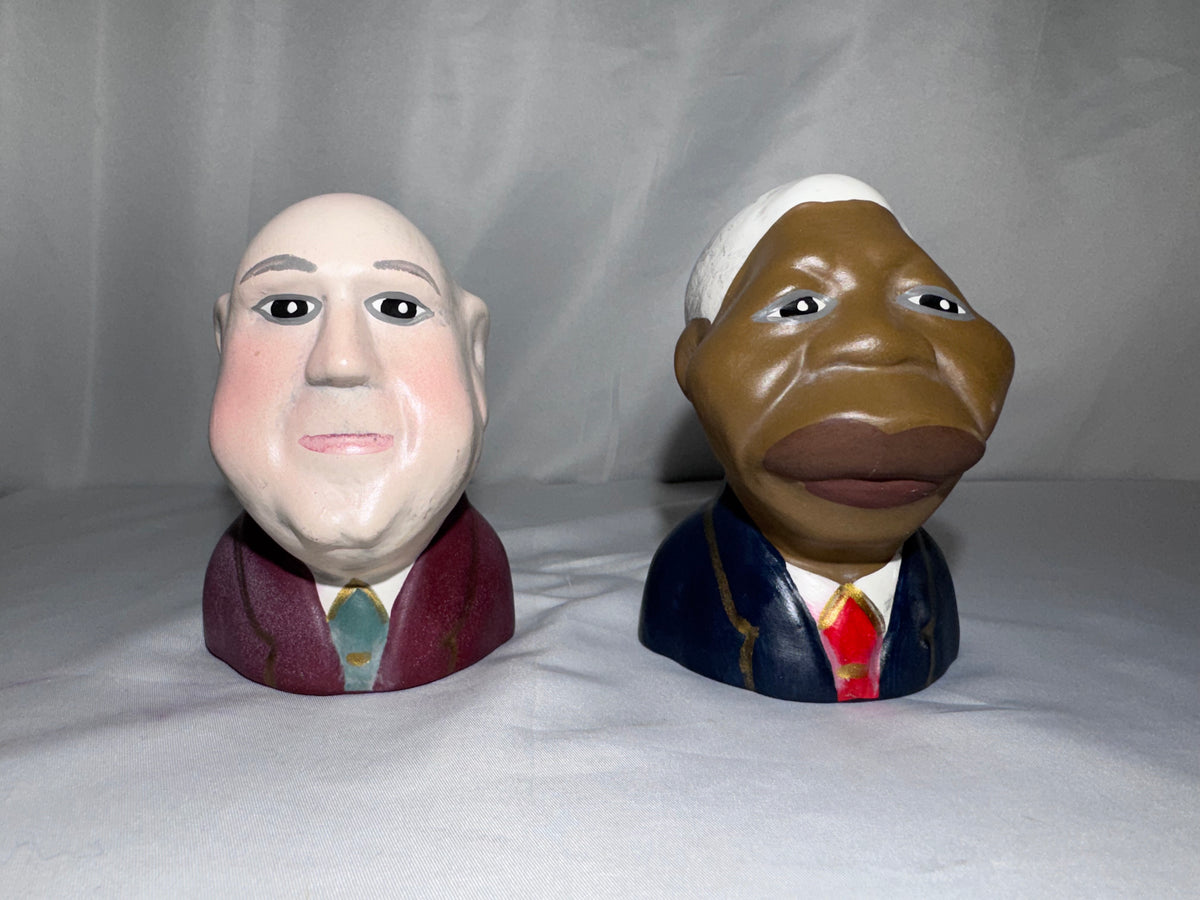 Vintage 1990s Nelson Mandela & F.W. de Klerk Ceramic Salt & Pepper Shakers – Baker Street Design – South Africa