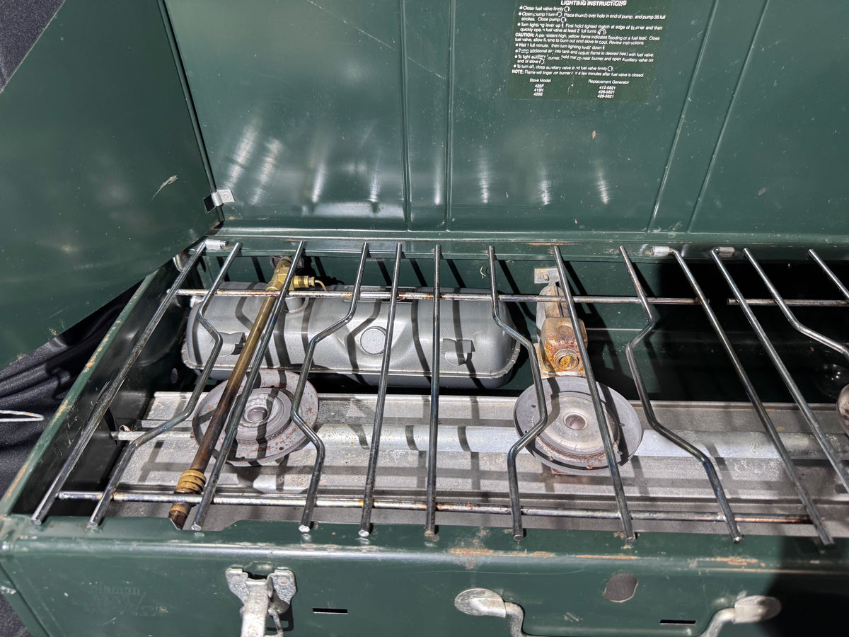 Vintage Coleman 426E 3-Burner Camp Stove – May 1986 – Made in USA