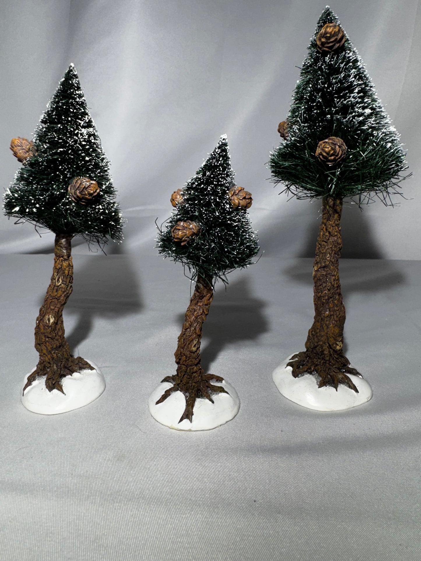 Department 56 North Pole Woods Pinewood Trees Set of 3 Flocked Christmas Village Accessory 56.56925 Retired