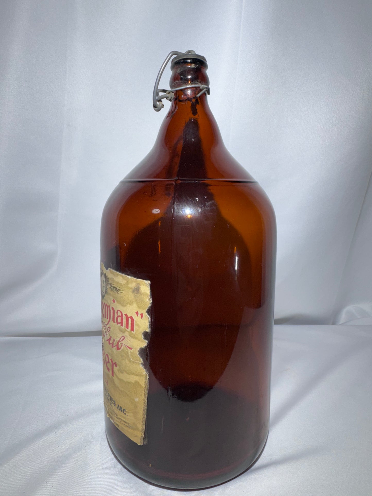 Vintage Bohemian Club Beer Half-Gallon Amber Glass Bottle – Spokane, Washington
