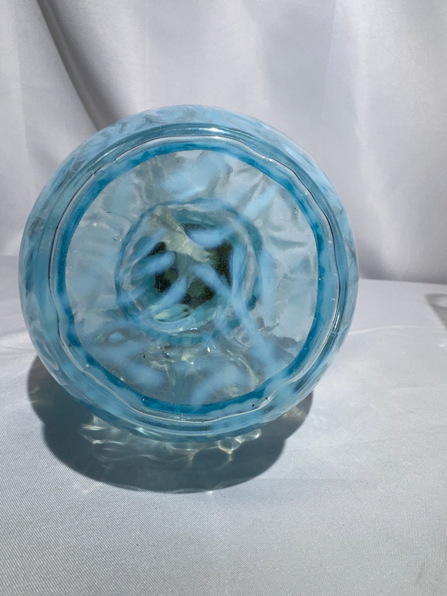 Antique “Daisy & Fern” Kerosene Finger Lamp – Sapphire Blue – 13”