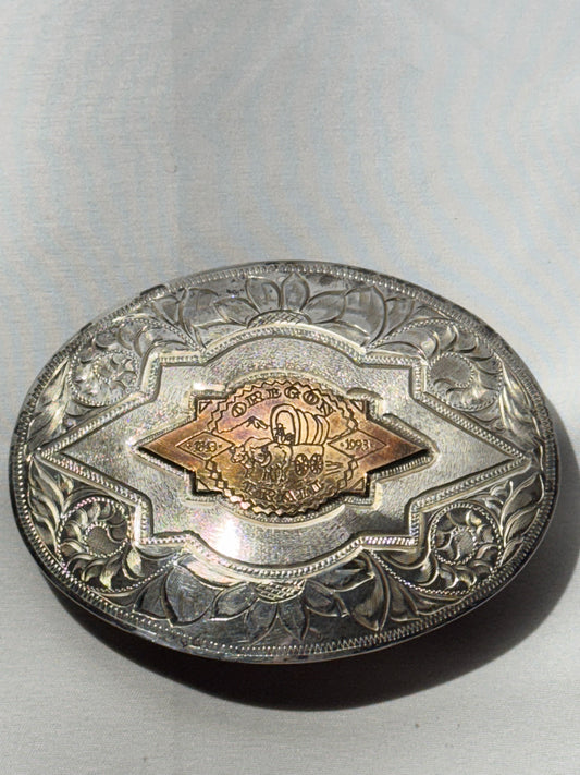 Oregon Trail 1993 Sesquicentennial Sterling Silver Belt Buckle by ZPT Silver Co.