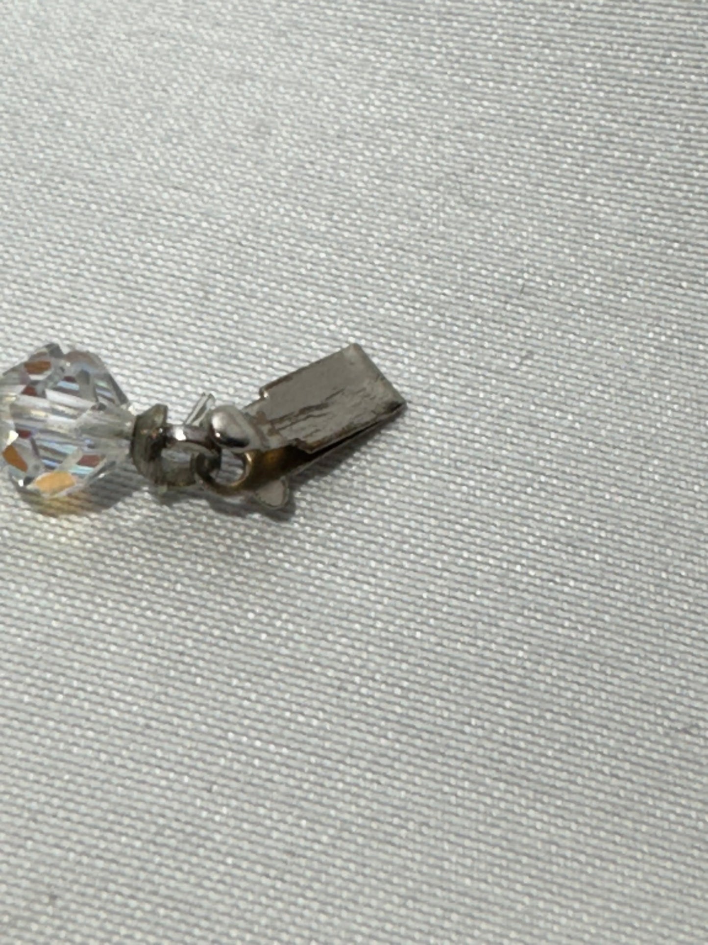 Vintage Aurora Borealis Faceted Crystal & Rhinestone Necklace / Choker with Rhinestone Flower Clasp