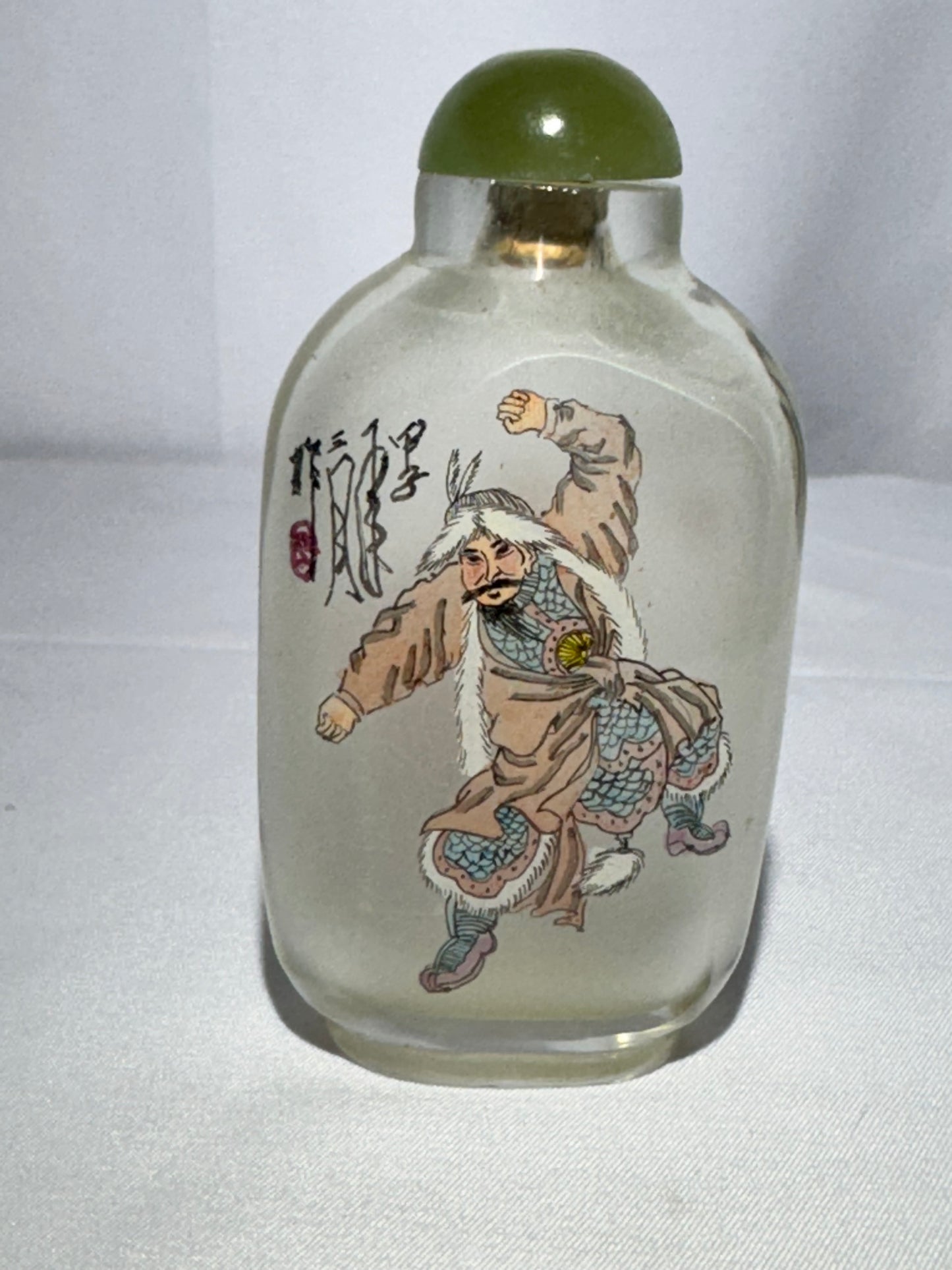 Chinese Inside-Painted Glass Snuff Bottle – Hand-Painted – Signed by Artist – Cork Stopper