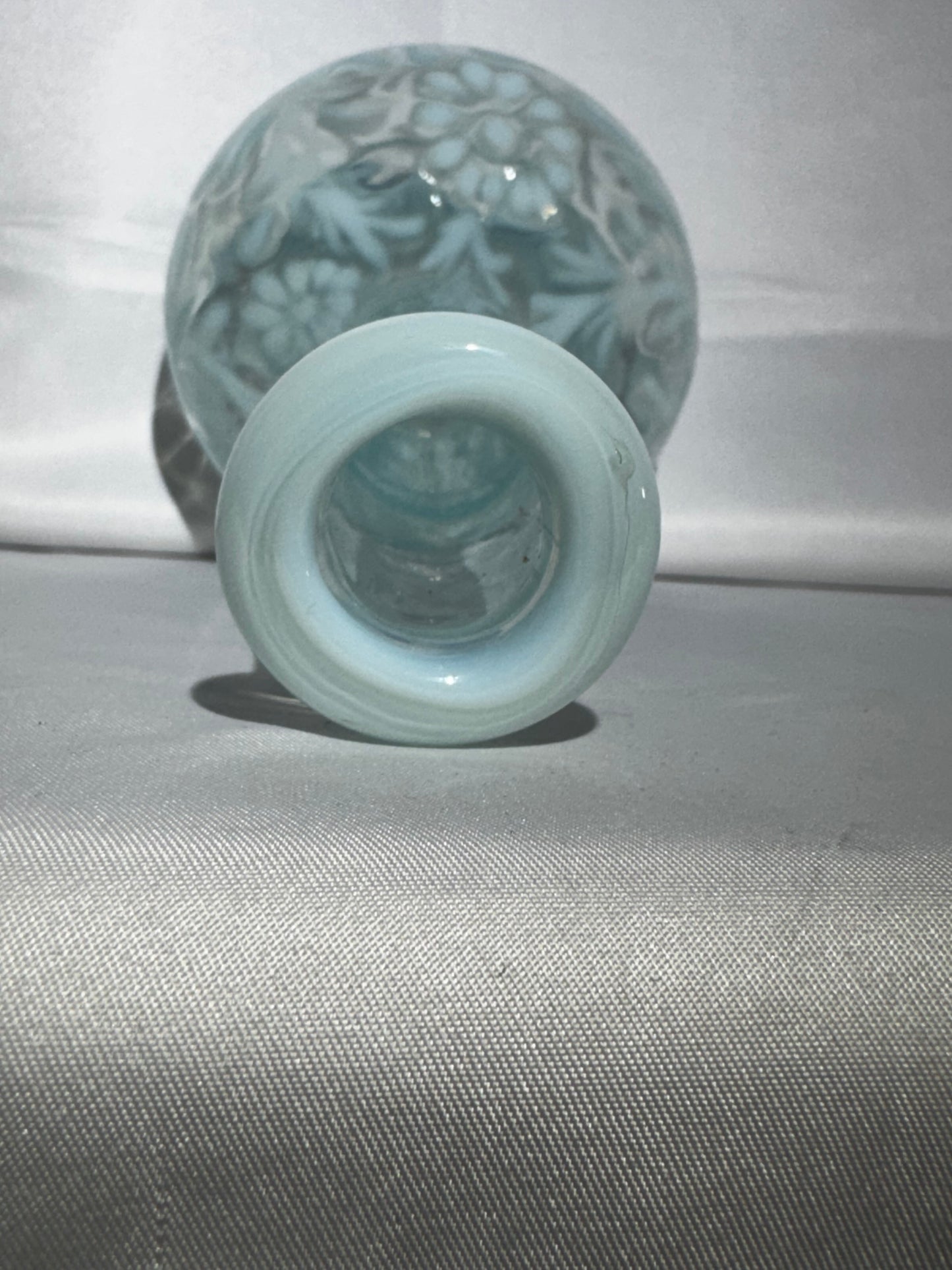 Antique Blue Opalescent Daisy & Fern Barber Bottle EAPG Glass 7.5”