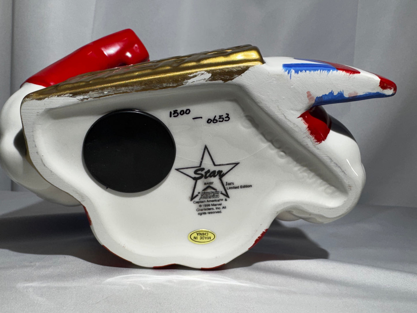1998 Star Jars Captain America Ceramic Bank LE #653/1500 w/ Box & Stopper Marvel