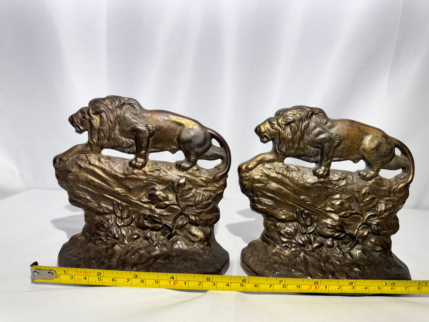 Vintage Cast Iron “Crouching Lion” Bookends – Connecticut Foundry c.1930