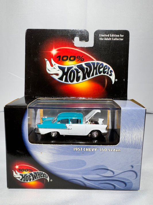 Hot Wheels 1957 Chevy 150 Sedan – White & Teal Limited Edition Diecast (2000 Mattel)