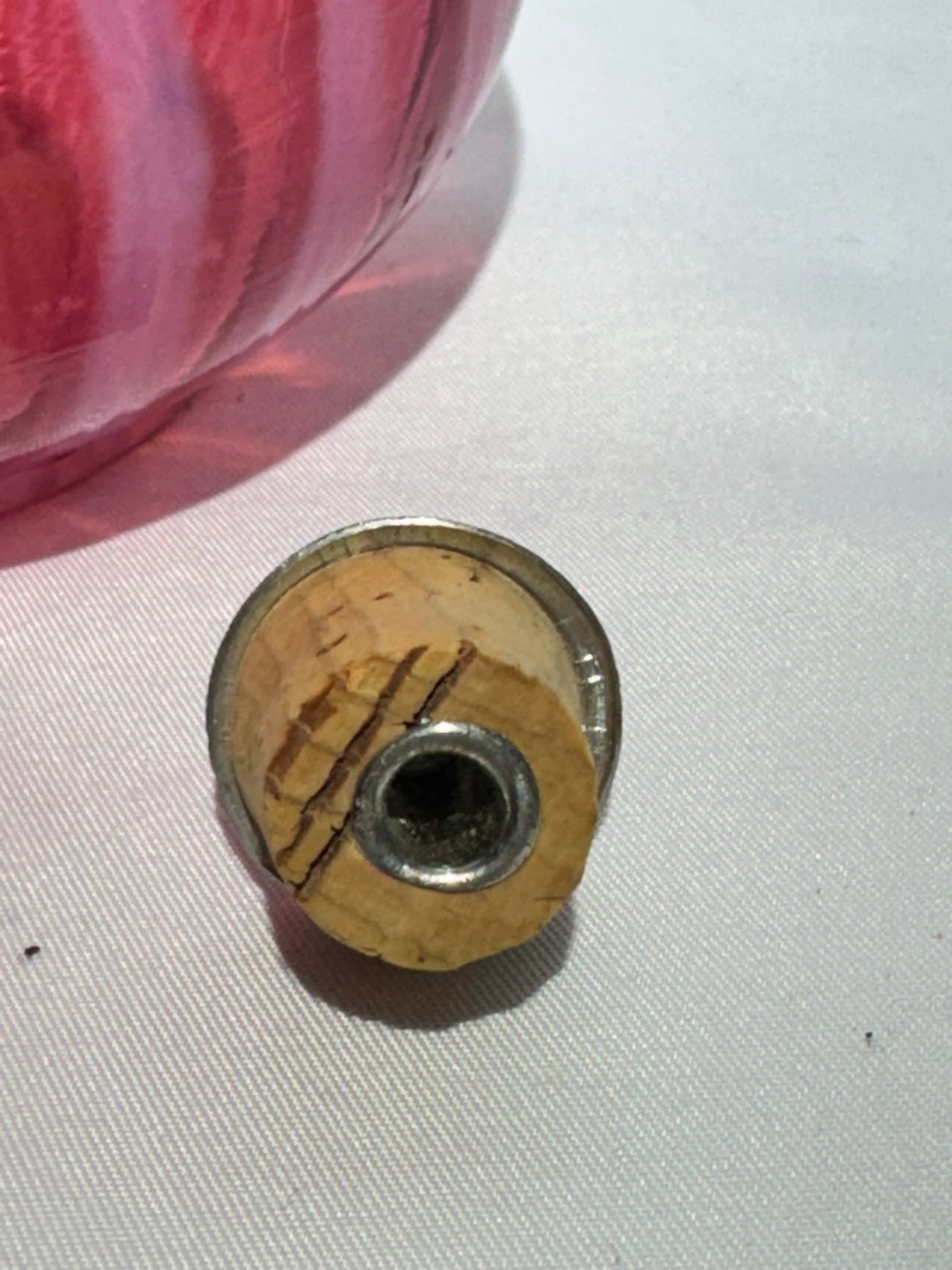 Antique Cranberry Opalescent Striped Barber Bottle w/ Stopper