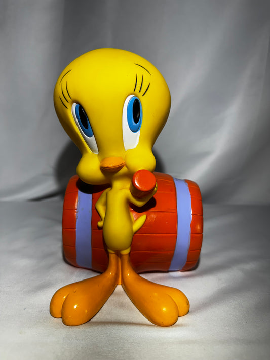 1997 Applause Tweety Bird Piggy Bank Warner Bros Looney Tunes Vinyl 7.5” Vintage