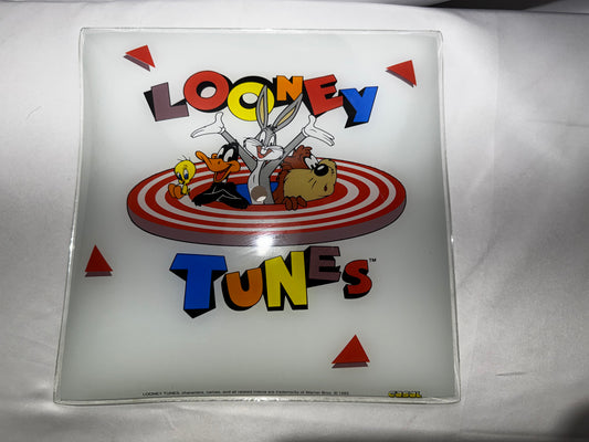 1995 Vintage Looney Tunes Glass Ceiling Light Cover Bugs Bunny Tweety Taz Warner Bros
