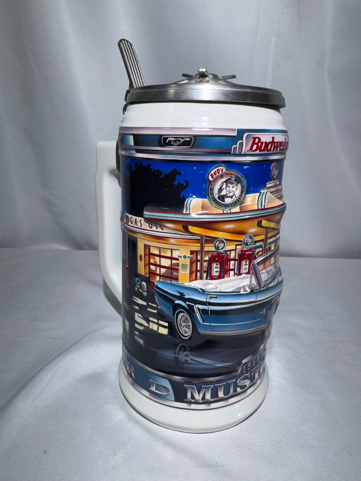 Budweiser 1964 1/2 Ford Mustang Convertible Beer Stein – Classic Car Series – 2000 – Box & COA