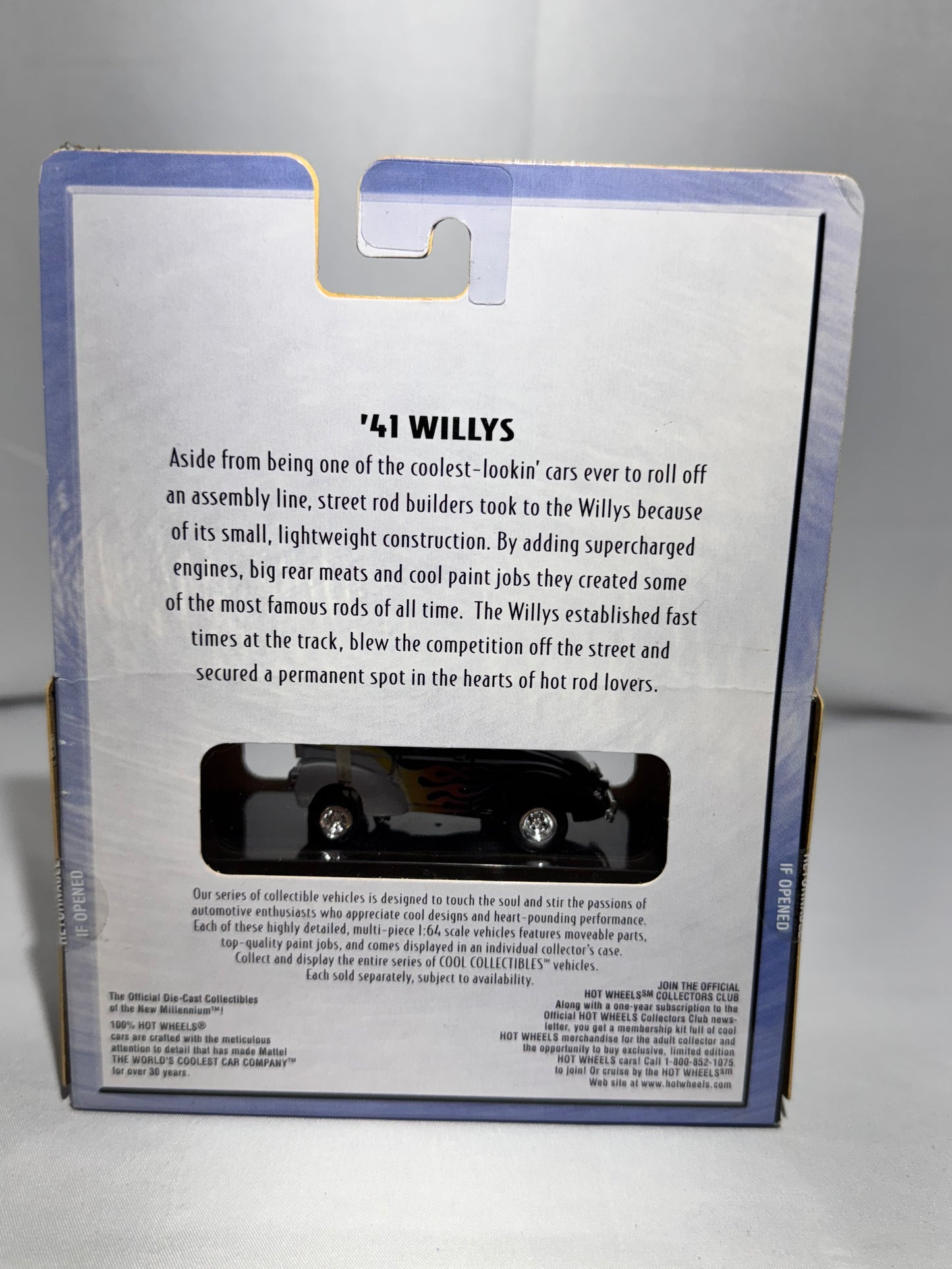 Hot Wheels 1941 Willys – Black & White with Flames Limited Edition Diecast (Mattel)