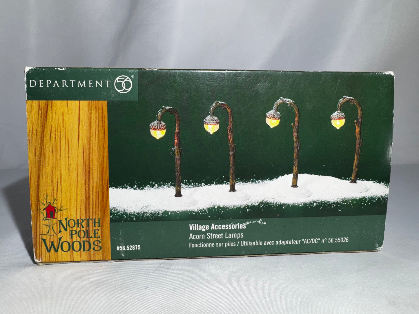 Department 56 North Pole Woods Acorn Street Lamps #56.52875 Retired Set of 4 Village Accessory read