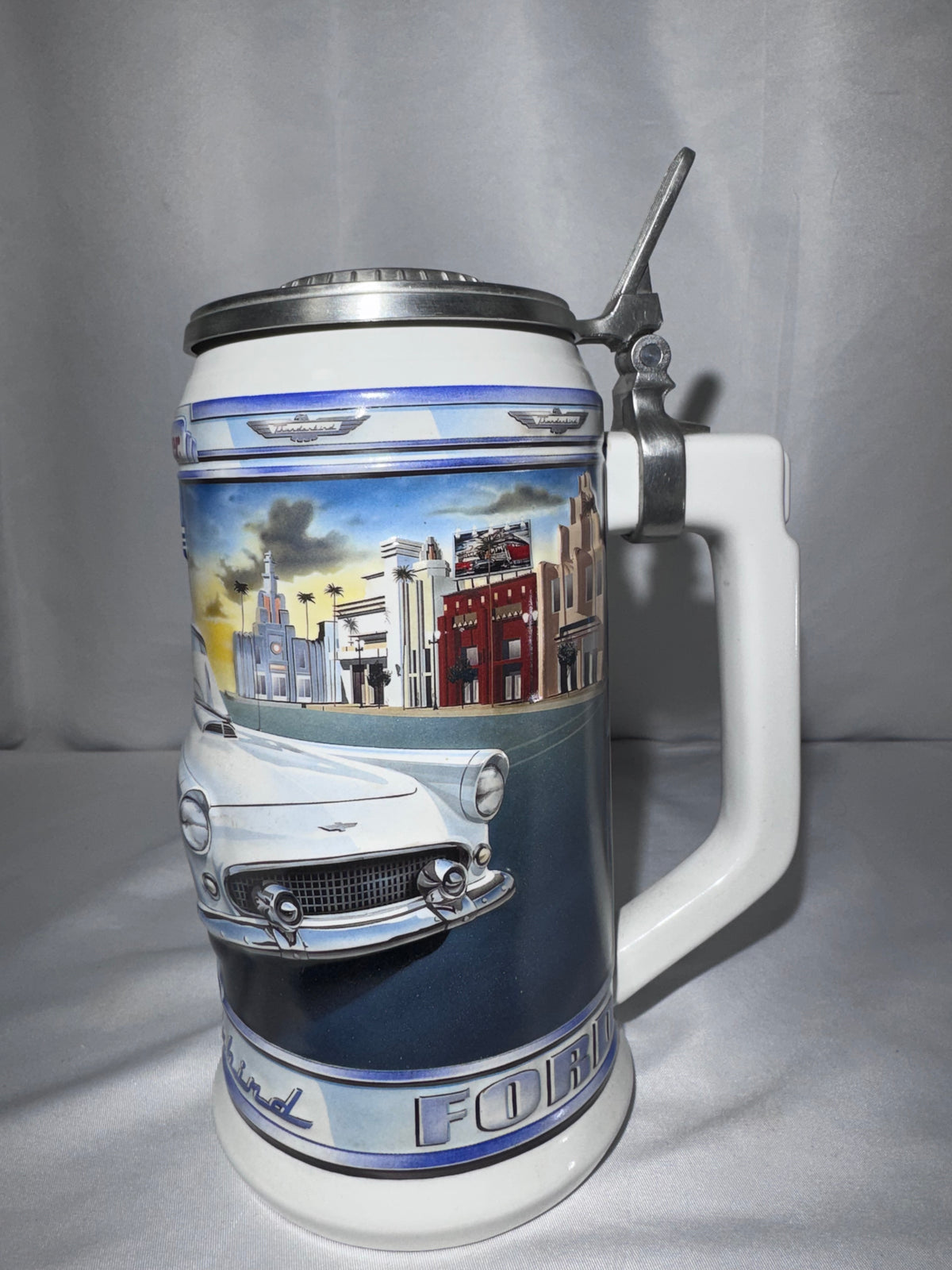 Vintage 1956 Ford Thunderbird Convertible Budweiser Beer Stein – Classic Car Series – Original Box