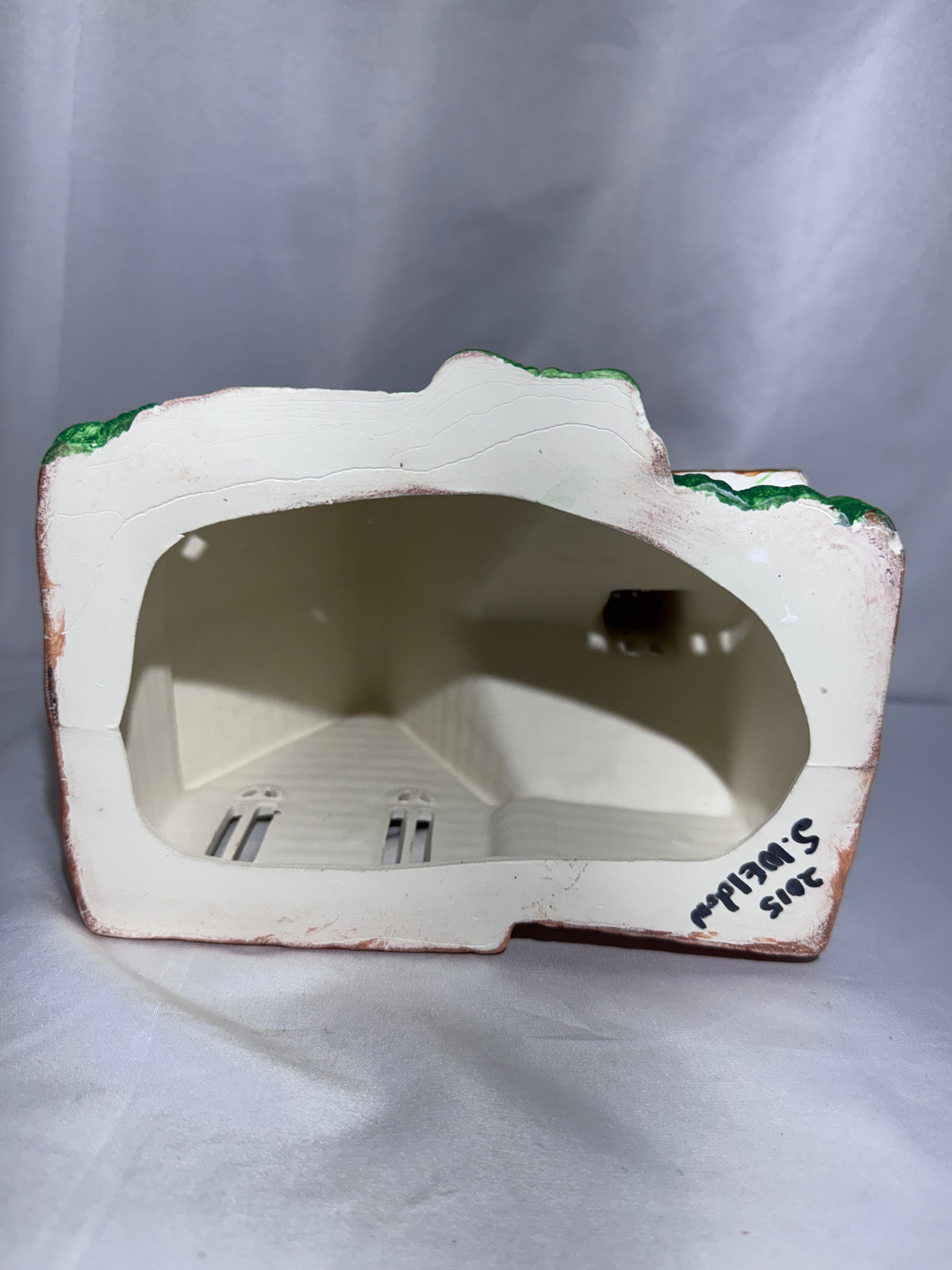 Vintage Style Hand Painted Ceramic Lighted Christmas Village Church S. Weldon 2015