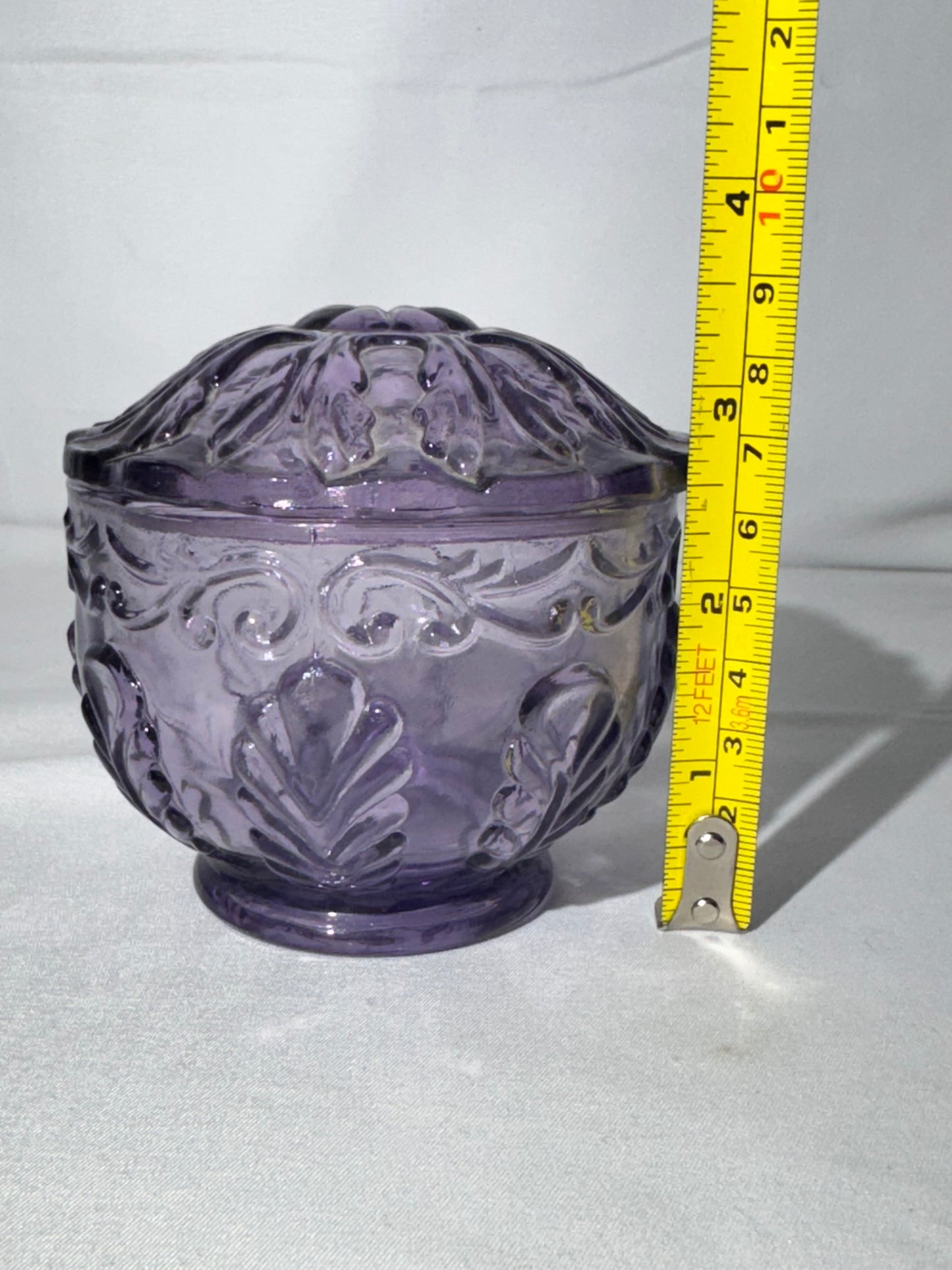 Vintage Fenton Amethyst Glass Trinket Box / Dresser Display – Fenton Sticker & Logo