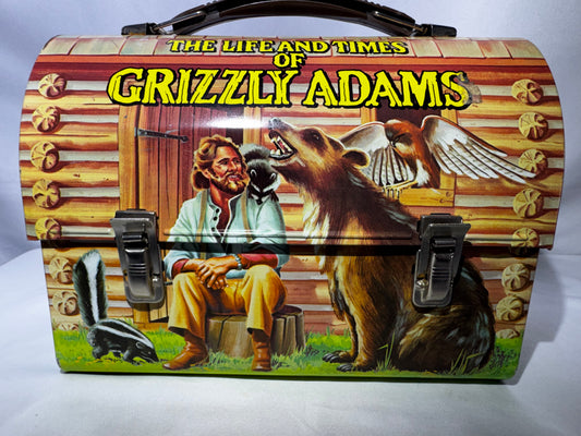 Vintage 1977 The Life and Times of Grizzly Adams Metal Lunch Box & Thermos