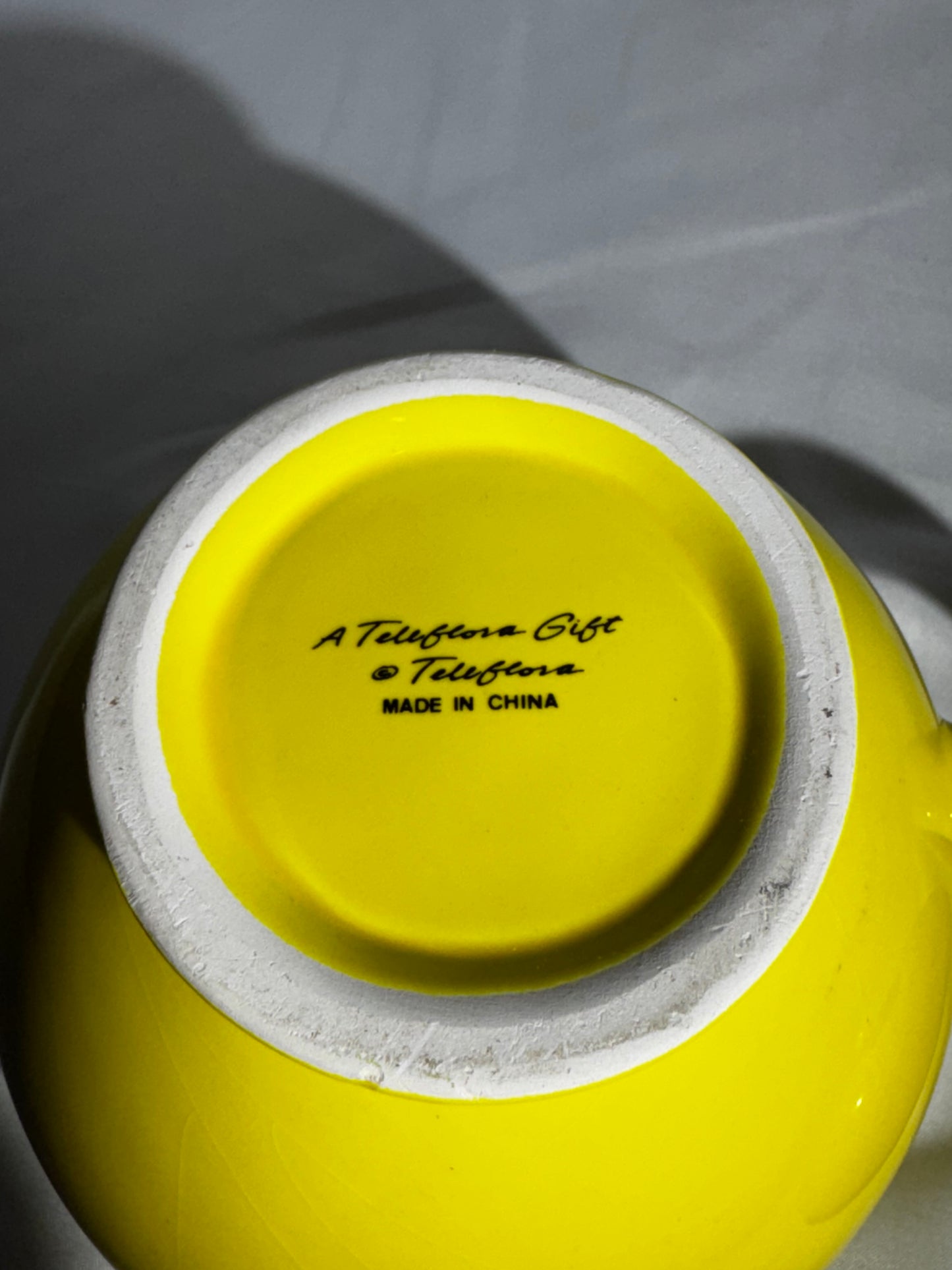 Vintage Teleflora Smiley Face Mug w/Lid Yellow Ceramic Retro Be Happy