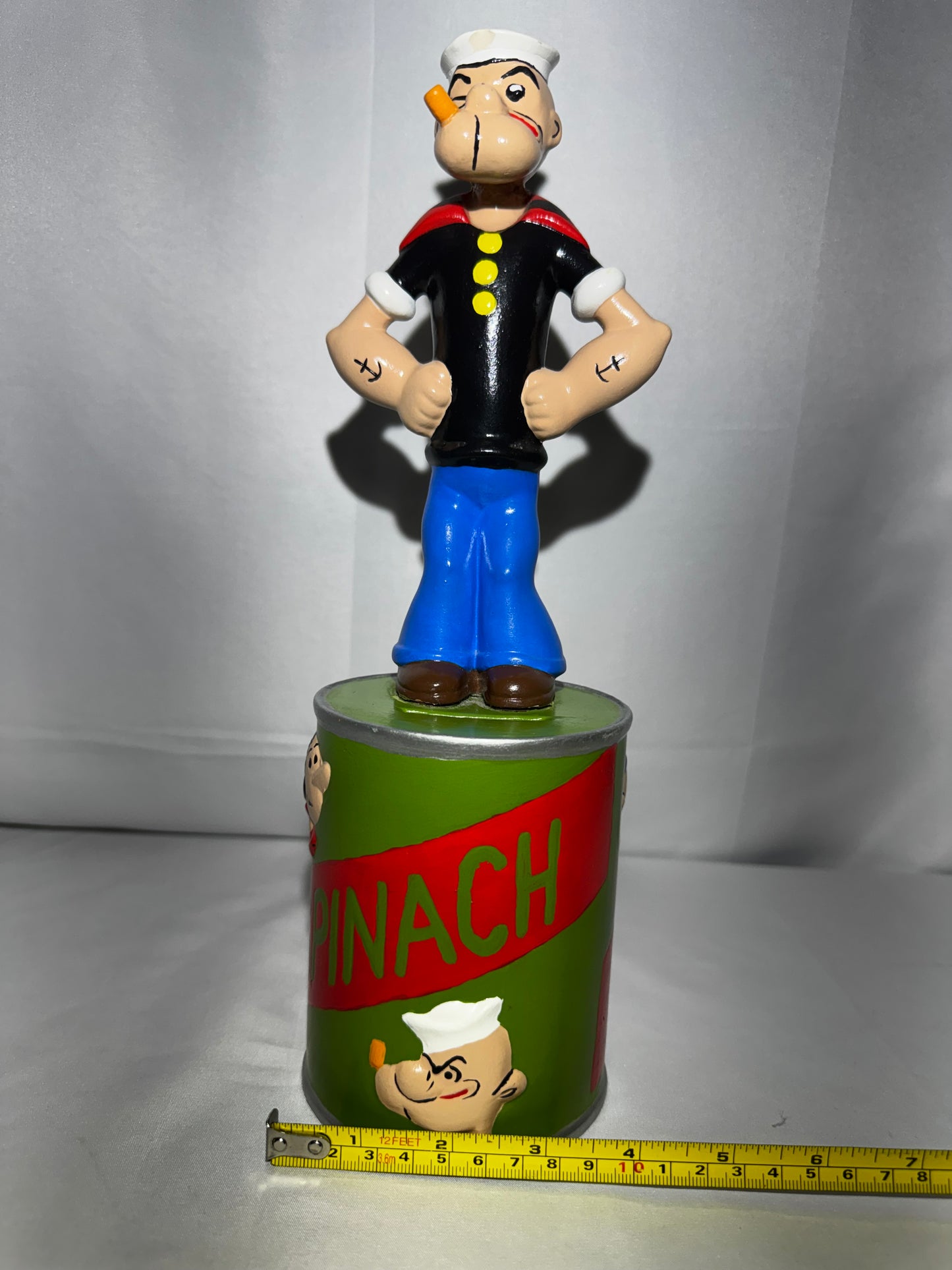Vintage 1975 Popeye the Sailor Ceramic Bank King Features Spinach Can w/ Stopper