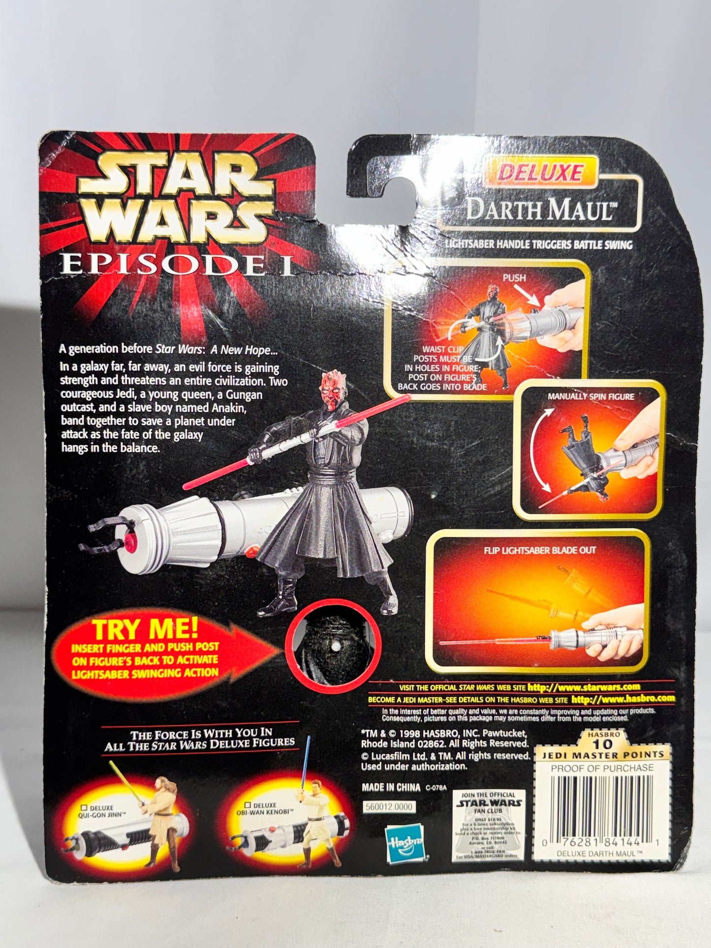 Vintage Star Wars Episode I Darth Maul Deluxe Action Figure – Hasbro 1998 – Item #84144