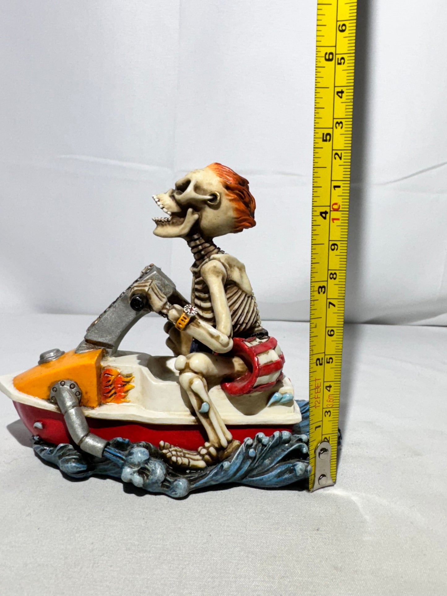 Summit Collection Skeleton “Can’t Stop” Jet Ski Figurine – American Flag Swim Shorts