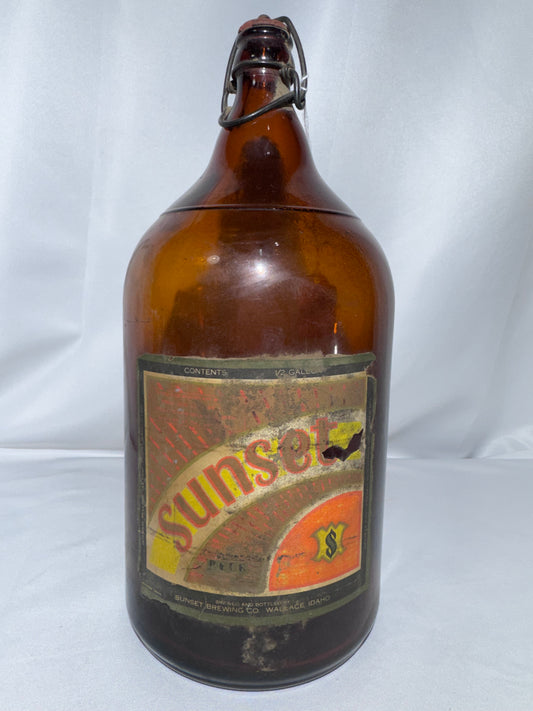 RARE 1934–1937 Sunset Brewing Co. Wallace Idaho 1/2 Gallon Amber Jug – Vintage Bottle – Fallout Crossover