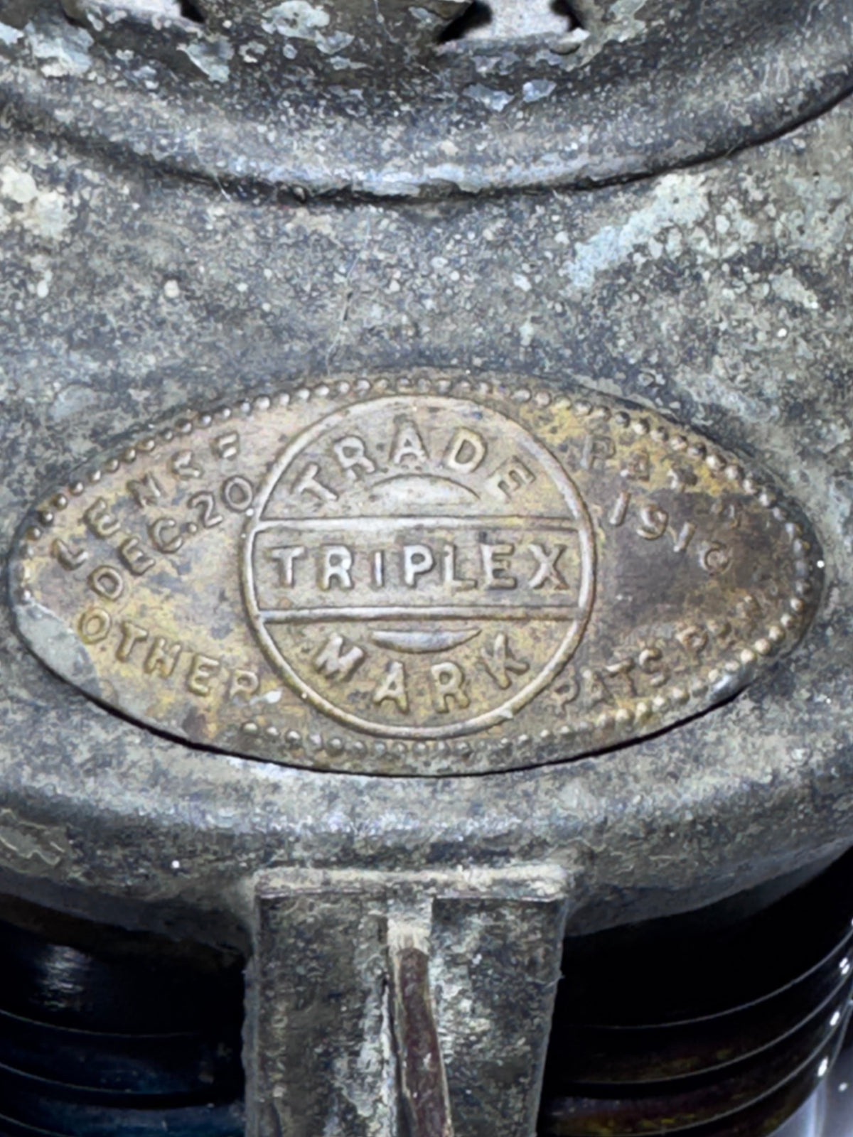Vintage Triplex 1910 Maritime Navigation Lantern – Red Fresnel Glass – National Marine Lamp Co.