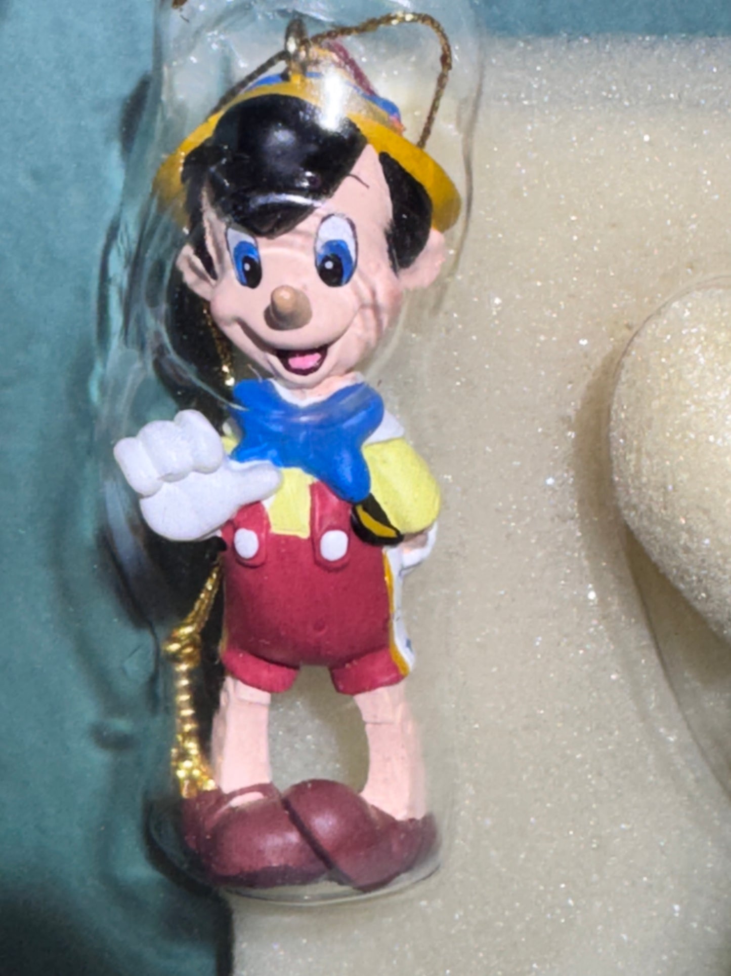 Vintage Disney Pinocchio Storybook Ornament Set 6 Pc Blue Fairy Jiminy