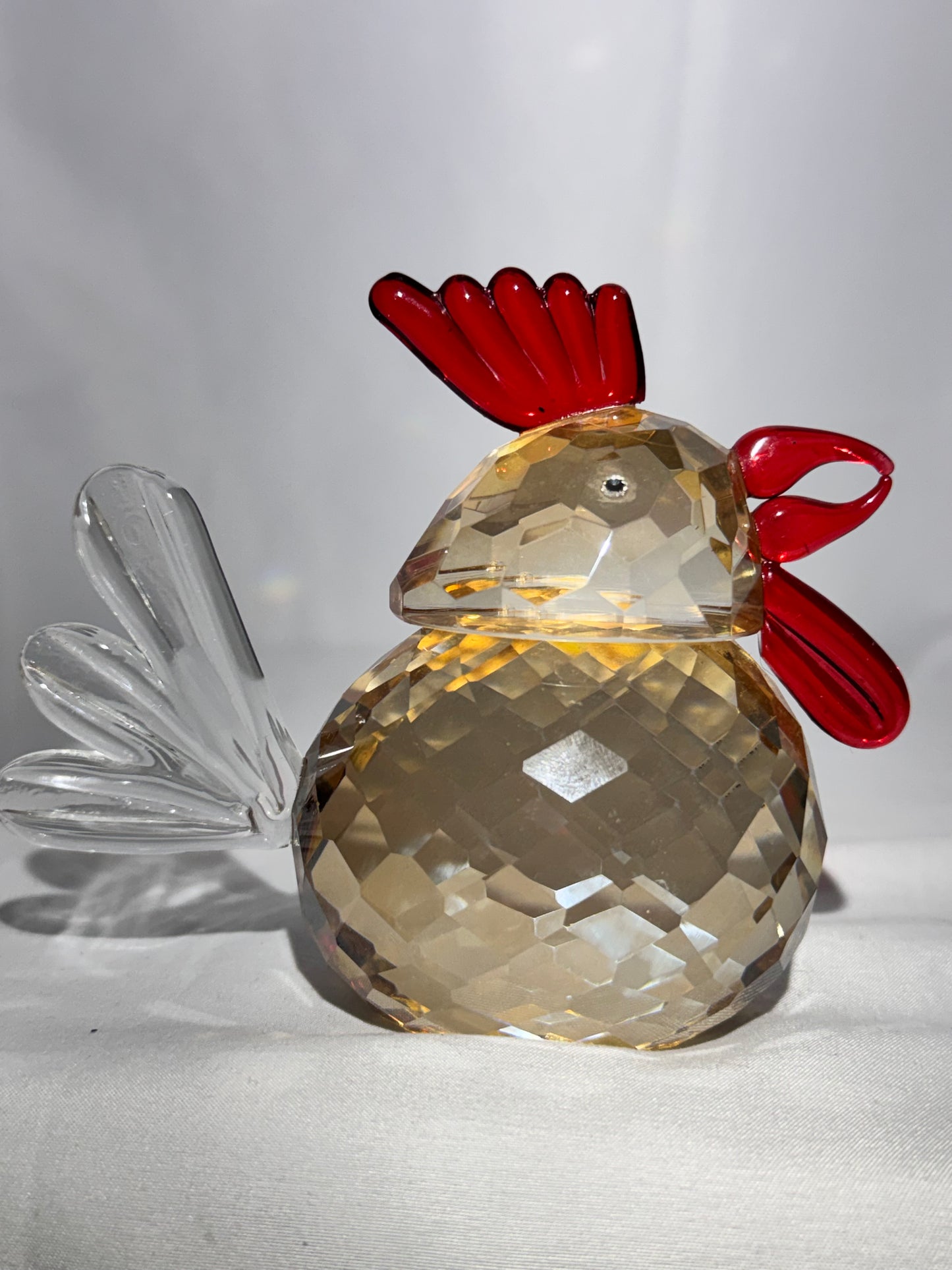 Oleg Cassini Crystal Rooster Figurine / Paperweight – Signed