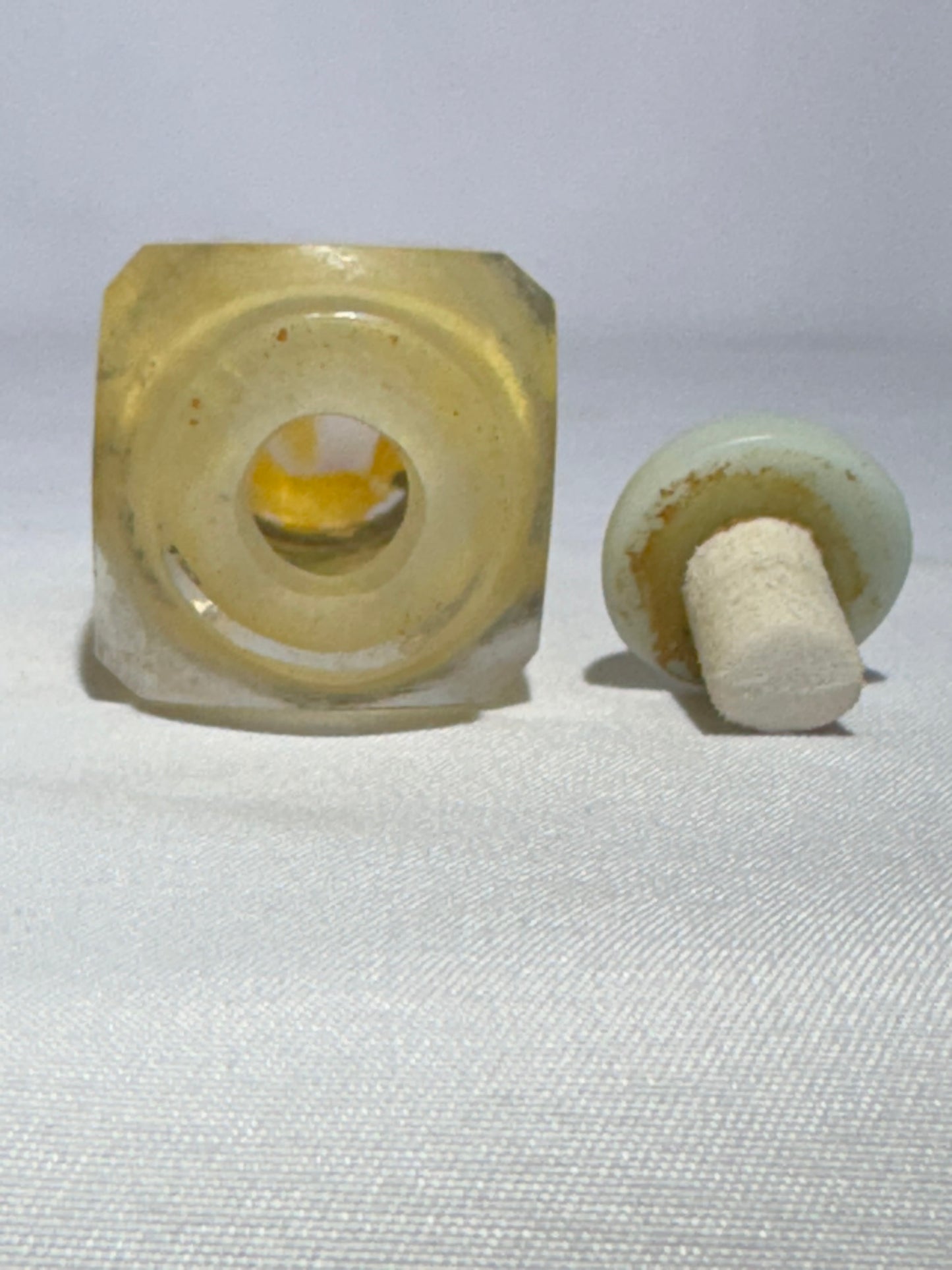 Antique Chinese Inside Hand Painted Glass Snuff Bottle – Crickets, Calligraphy & Artist Signature – Stone Topper