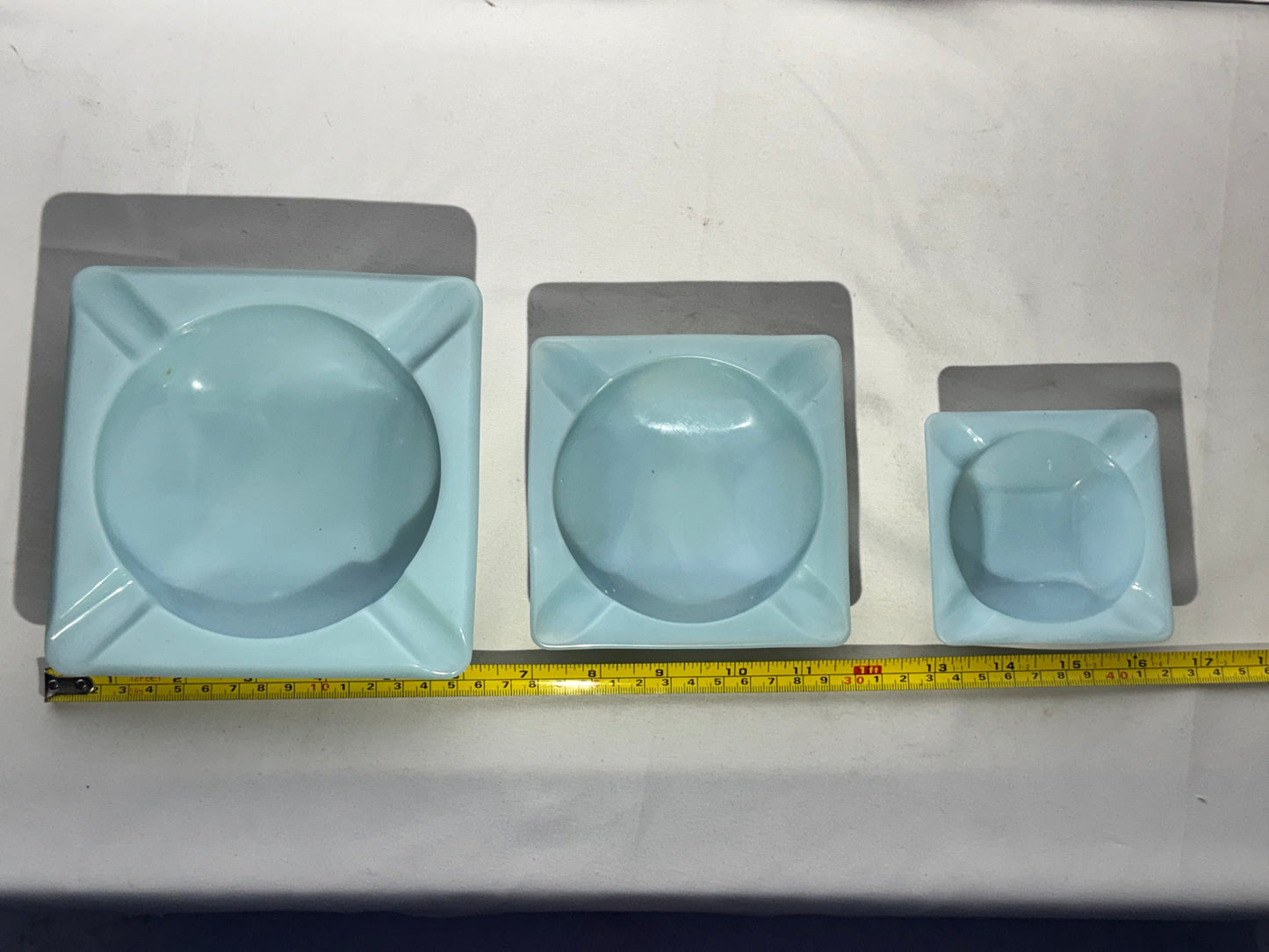 Vintage Turquoise Blue Stacking Ashtray Set – Delphite Milk Glass