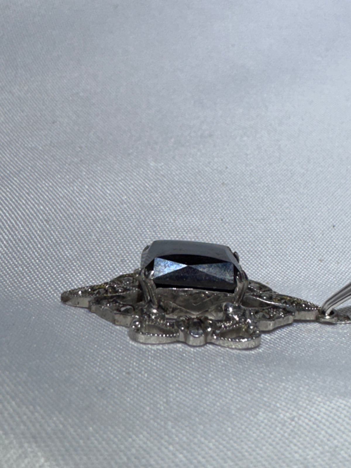 Vintage ALCO Mid-Century Victorian Revival Sterling Silver & Smoky Quartz Necklace – Circa 1950s