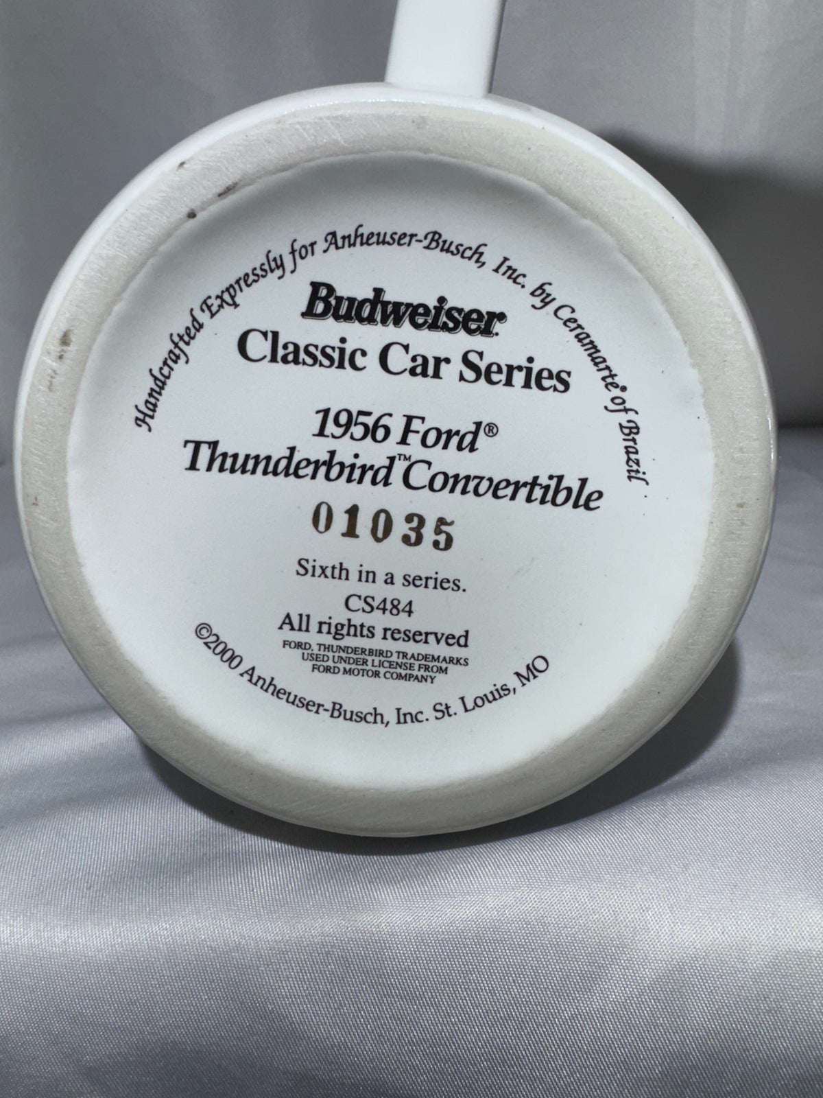 Vintage 1956 Ford Thunderbird Convertible Budweiser Beer Stein – Classic Car Series – Original Box