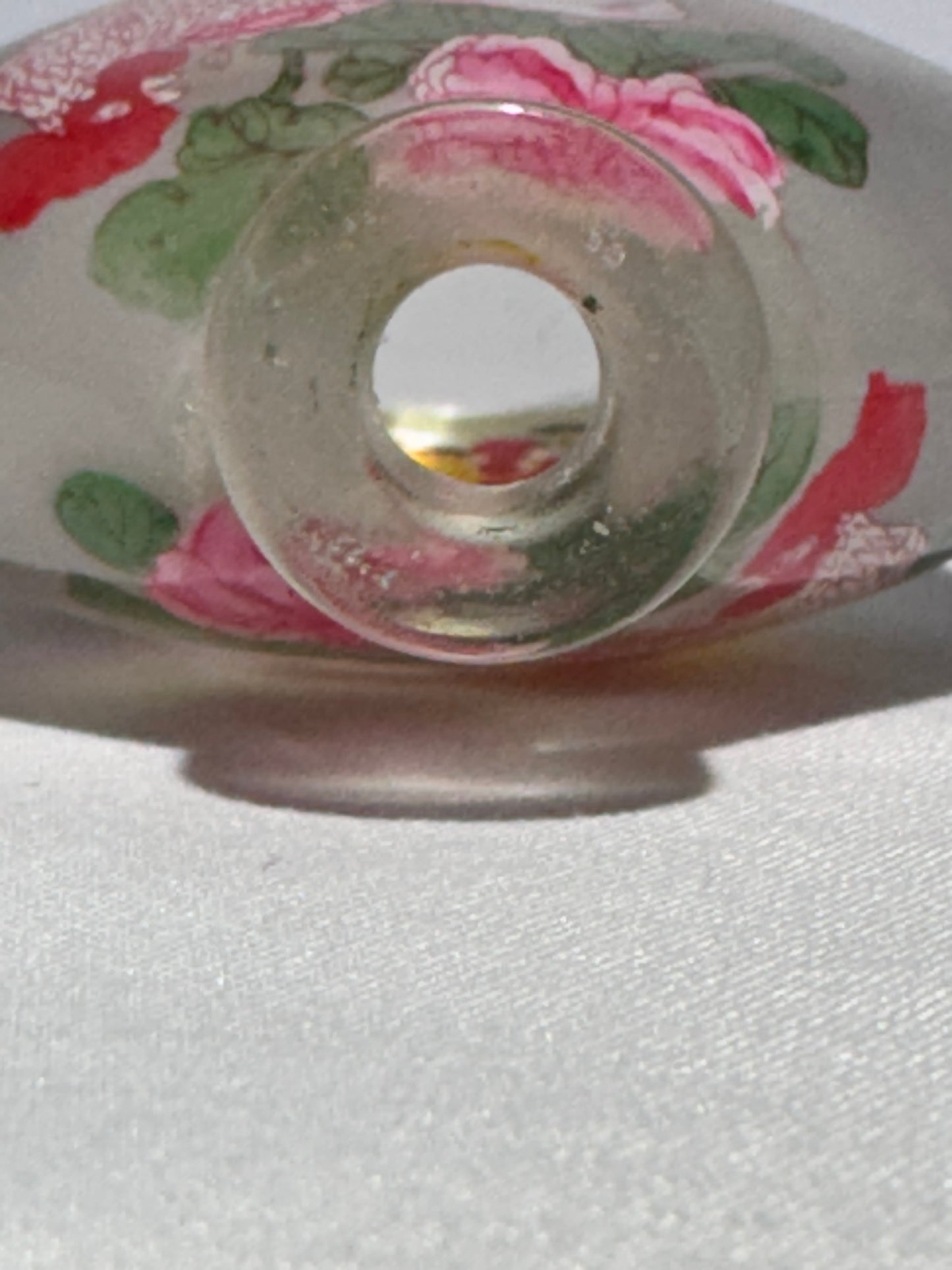 Chinese Reverse Hand Painted Glass Snuff Bottle – Dual Rooster Scene, Oval Shape