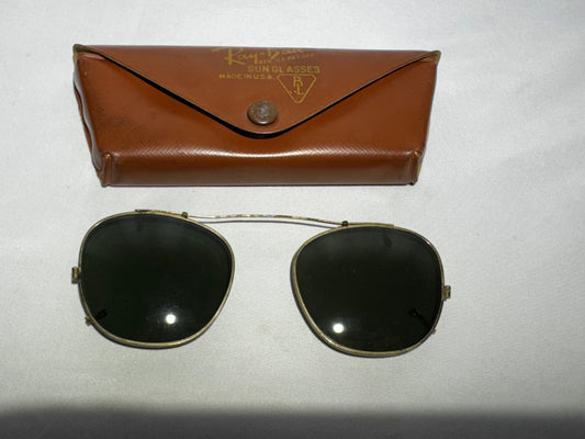 Vintage Bausch & Lomb Ray-Ban Clip-On Sunglasses with Original Ray-Lite Case – Made in USA